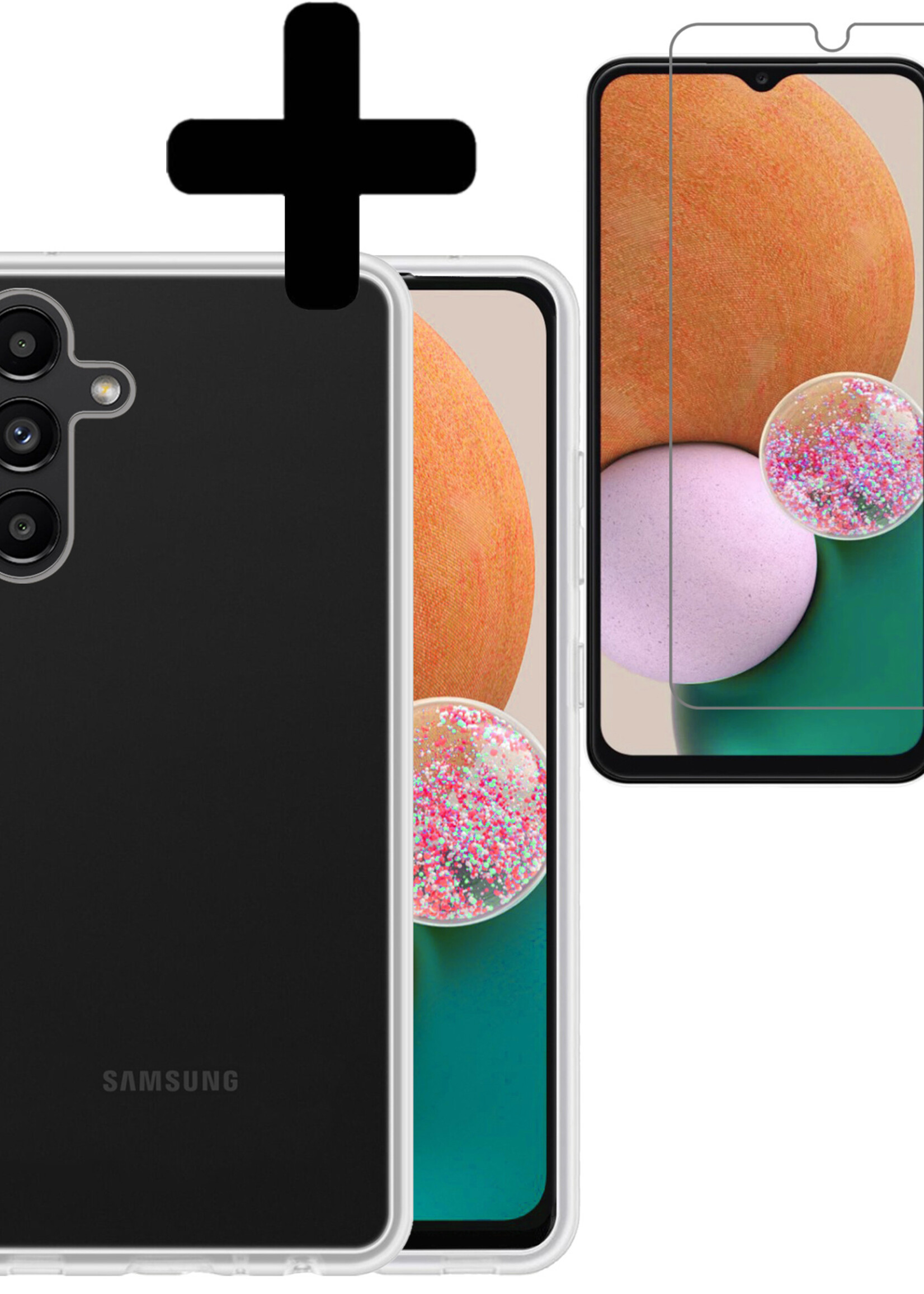 LUQ Hoesje Geschikt voor Samsung A13 5G Hoesje Siliconen Case Met Screenprotector - Hoes Geschikt voor Samsung Galaxy A13 5G Hoes Siliconen - Transparant