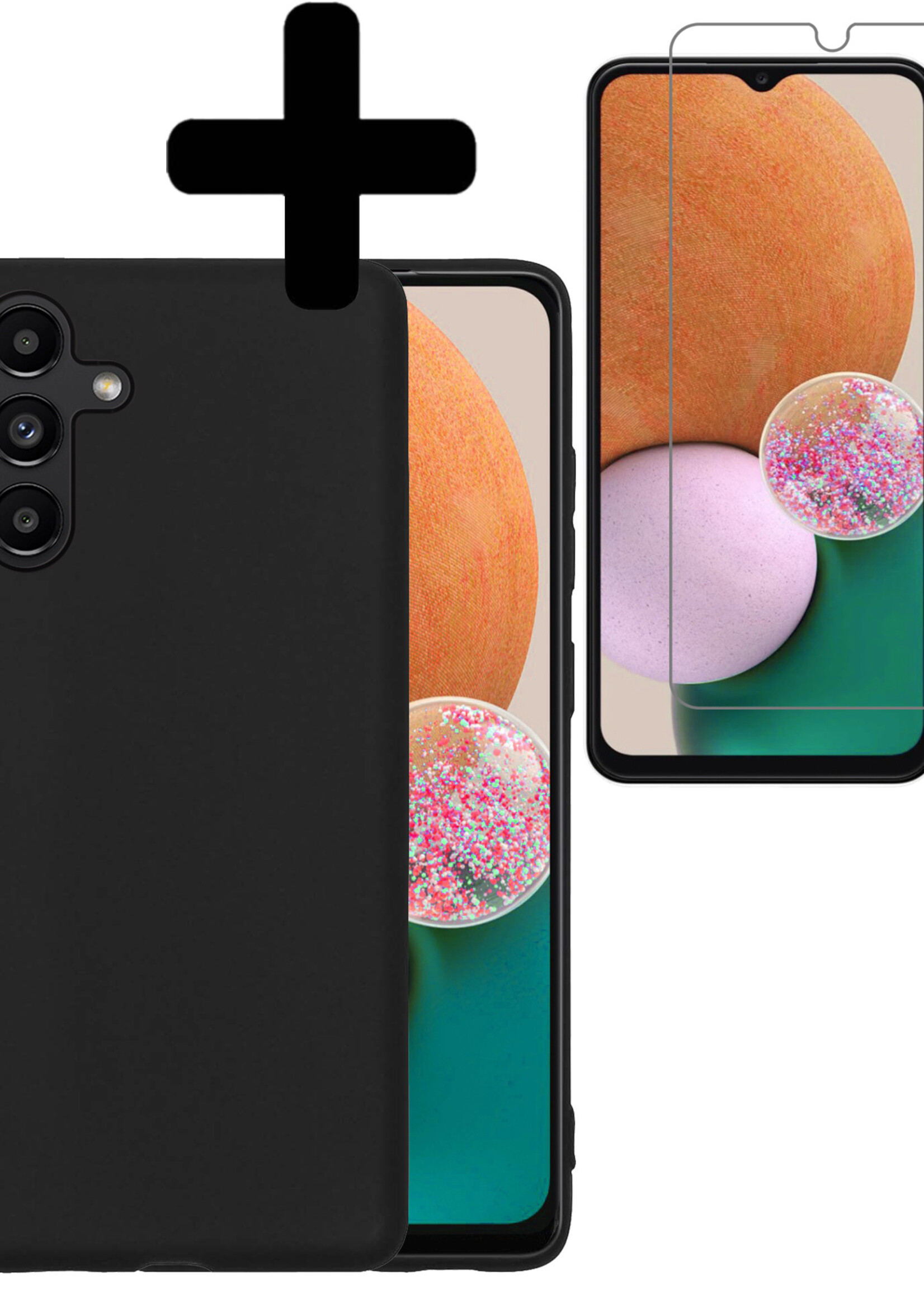 LUQ Hoesje Geschikt voor Samsung A13 5G Hoesje Siliconen Case Met Screenprotector - Hoes Geschikt voor Samsung Galaxy A13 5G Hoes Siliconen - Zwart