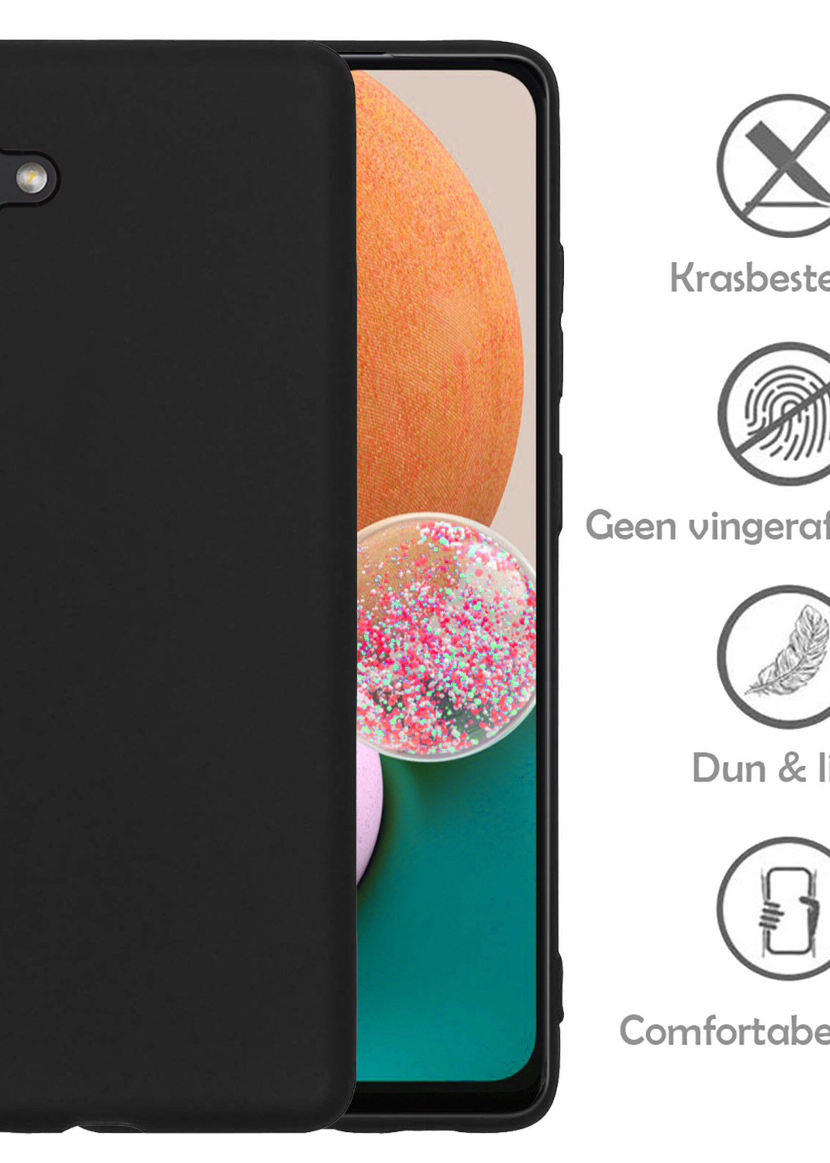 LUQ Hoesje Geschikt voor Samsung A13 5G Hoesje Siliconen Case Met Screenprotector - Hoes Geschikt voor Samsung Galaxy A13 5G Hoes Siliconen - Zwart