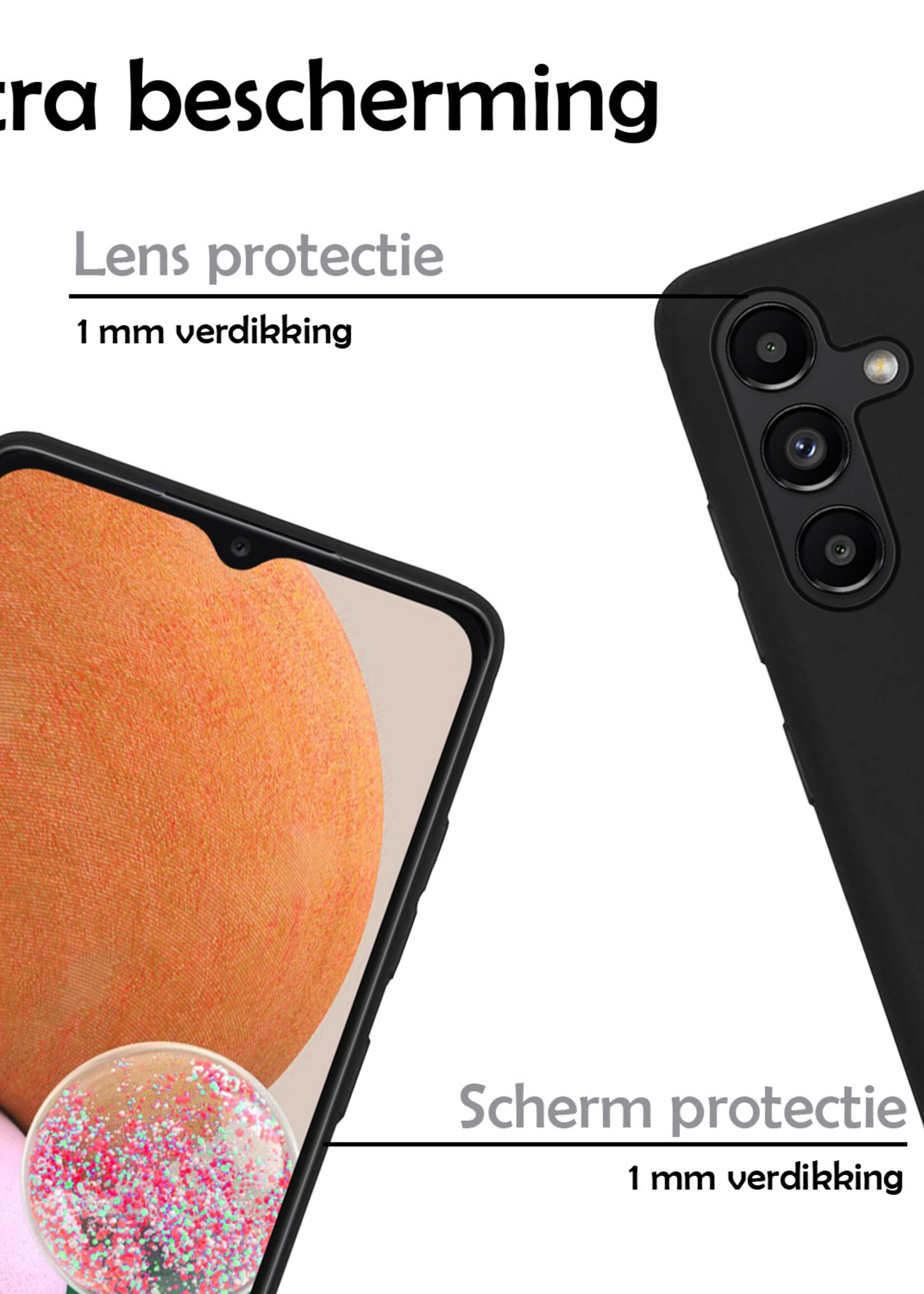 LUQ Hoesje Geschikt voor Samsung A13 5G Hoesje Siliconen Case Met Screenprotector - Hoes Geschikt voor Samsung Galaxy A13 5G Hoes Siliconen - Zwart