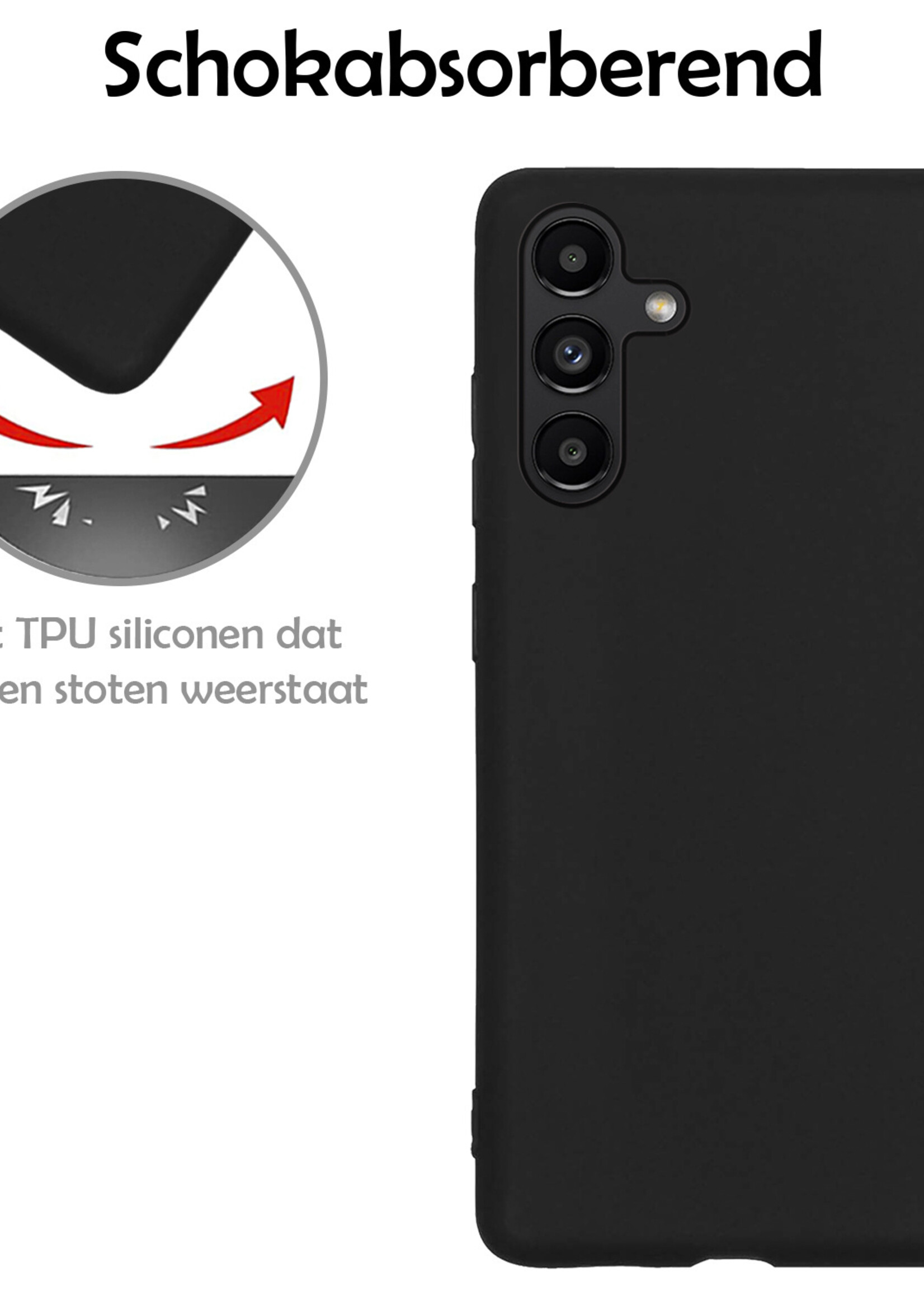 LUQ Hoesje Geschikt voor Samsung A13 5G Hoesje Siliconen Case Met Screenprotector - Hoes Geschikt voor Samsung Galaxy A13 5G Hoes Siliconen - Zwart