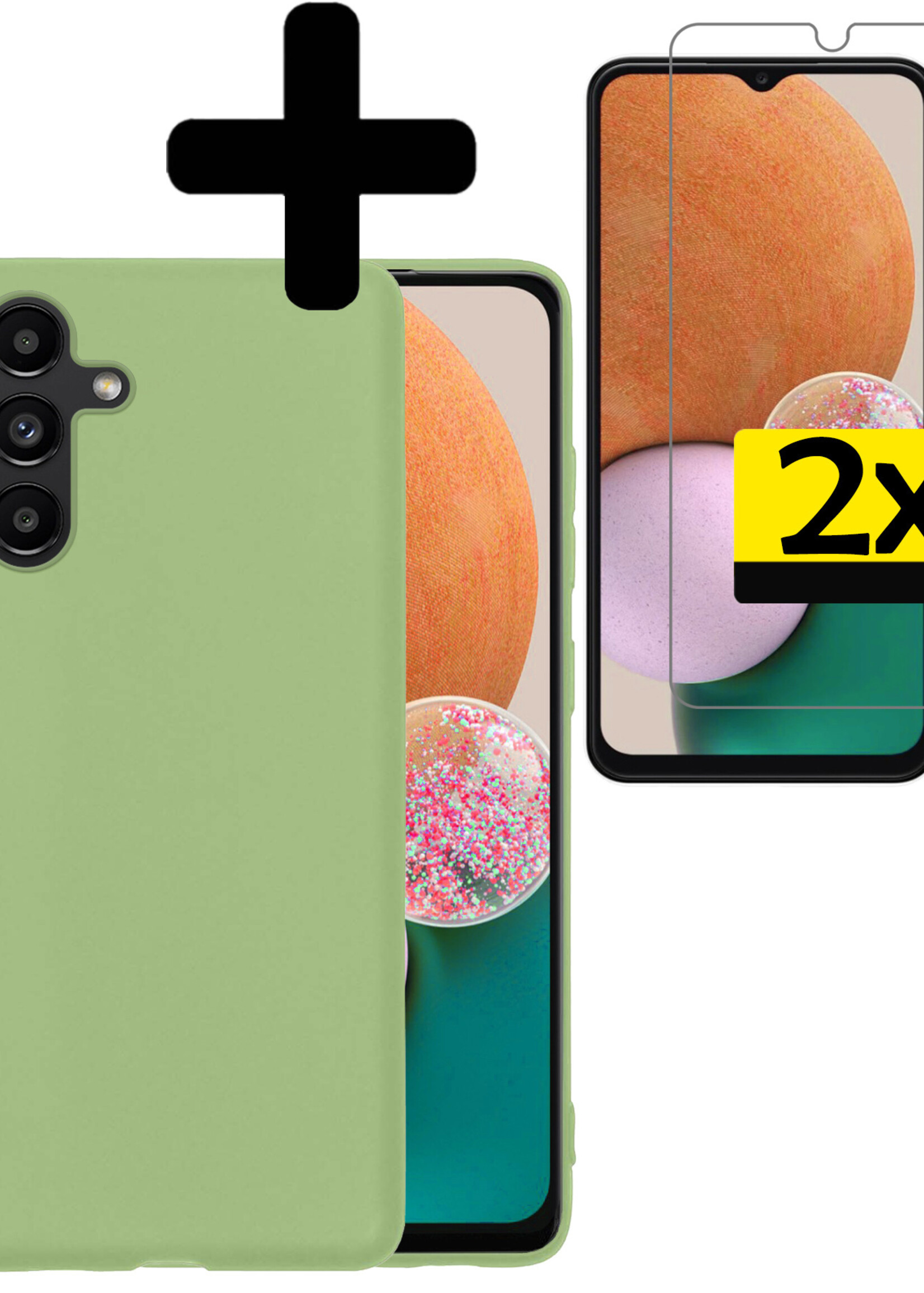 LUQ Hoesje Geschikt voor Samsung A13 5G Hoesje Siliconen Case Met 2x Screenprotector - Hoes Geschikt voor Samsung Galaxy A13 5G Hoes Siliconen - Groen