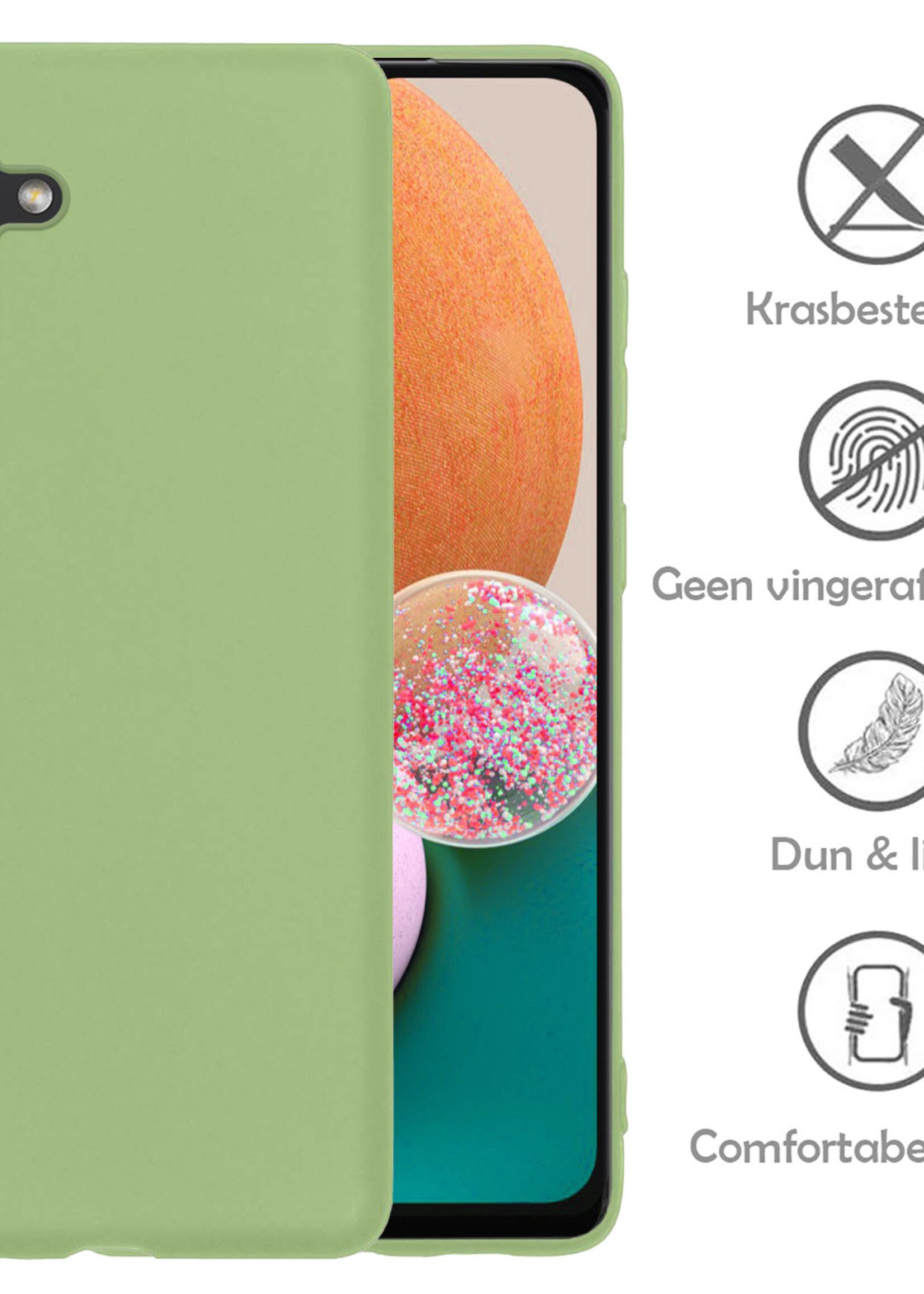 LUQ Hoesje Geschikt voor Samsung A13 5G Hoesje Siliconen Case Met 2x Screenprotector - Hoes Geschikt voor Samsung Galaxy A13 5G Hoes Siliconen - Groen
