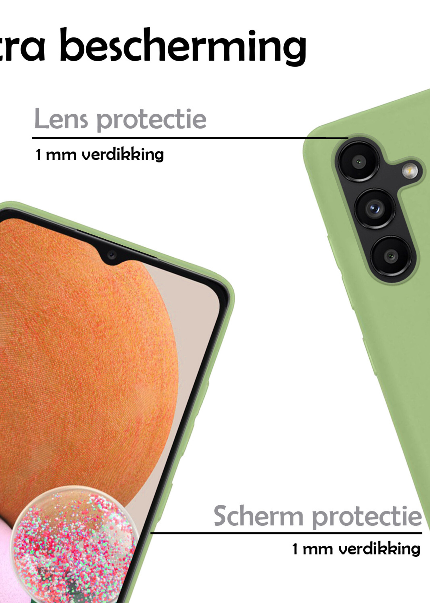 LUQ Hoesje Geschikt voor Samsung A13 5G Hoesje Siliconen Case Met 2x Screenprotector - Hoes Geschikt voor Samsung Galaxy A13 5G Hoes Siliconen - Groen