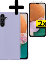 LUQ LUQ Samsung Galaxy A13 5G Hoesje Siliconen Met 2x Screenprotector - Lila
