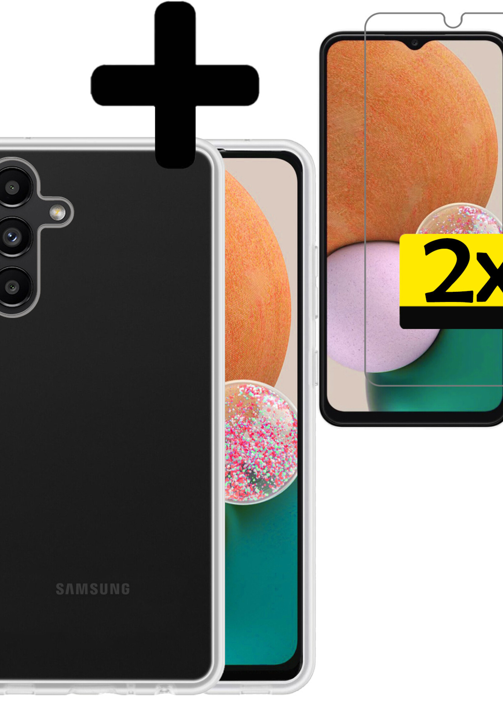 LUQ Hoesje Geschikt voor Samsung A13 5G Hoesje Siliconen Case Met 2x Screenprotector - Hoes Geschikt voor Samsung Galaxy A13 5G Hoes Siliconen - Transparant