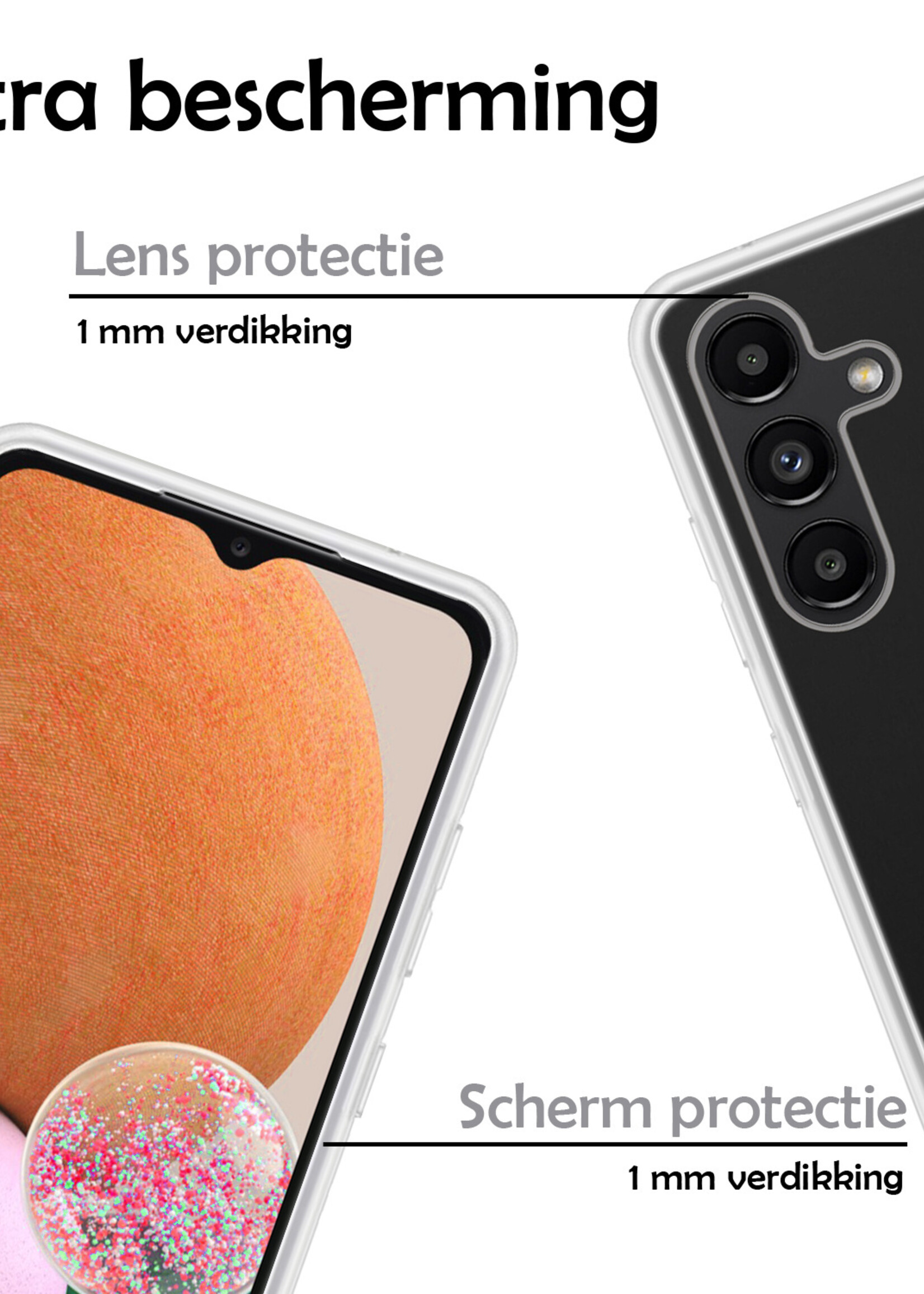 LUQ Hoesje Geschikt voor Samsung A13 5G Hoesje Siliconen Case Met 2x Screenprotector - Hoes Geschikt voor Samsung Galaxy A13 5G Hoes Siliconen - Transparant