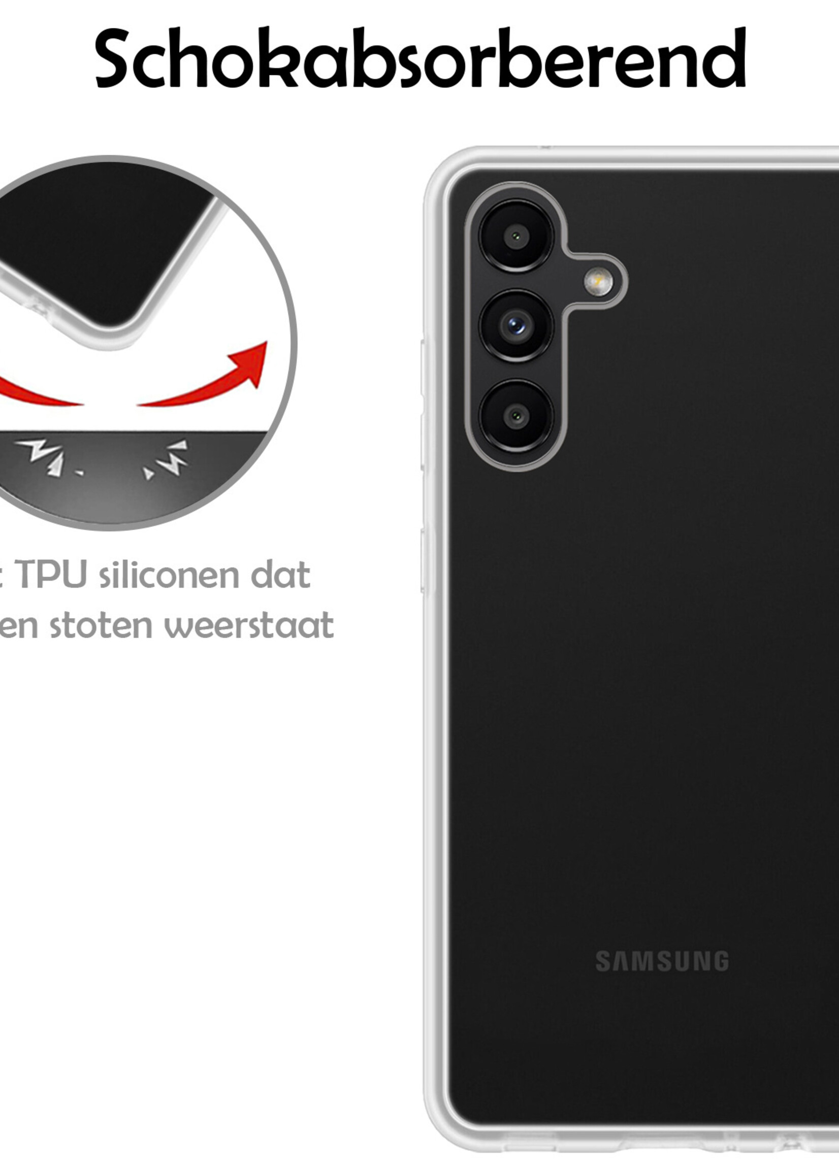 LUQ Hoesje Geschikt voor Samsung A13 5G Hoesje Siliconen Case Met 2x Screenprotector - Hoes Geschikt voor Samsung Galaxy A13 5G Hoes Siliconen - Transparant