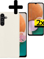 LUQ LUQ Samsung Galaxy A13 5G Hoesje Siliconen Met 2x Screenprotector - Wit