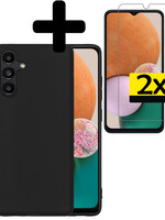 LUQ LUQ Samsung Galaxy A13 5G Hoesje Siliconen Met 2x Screenprotector - Zwart