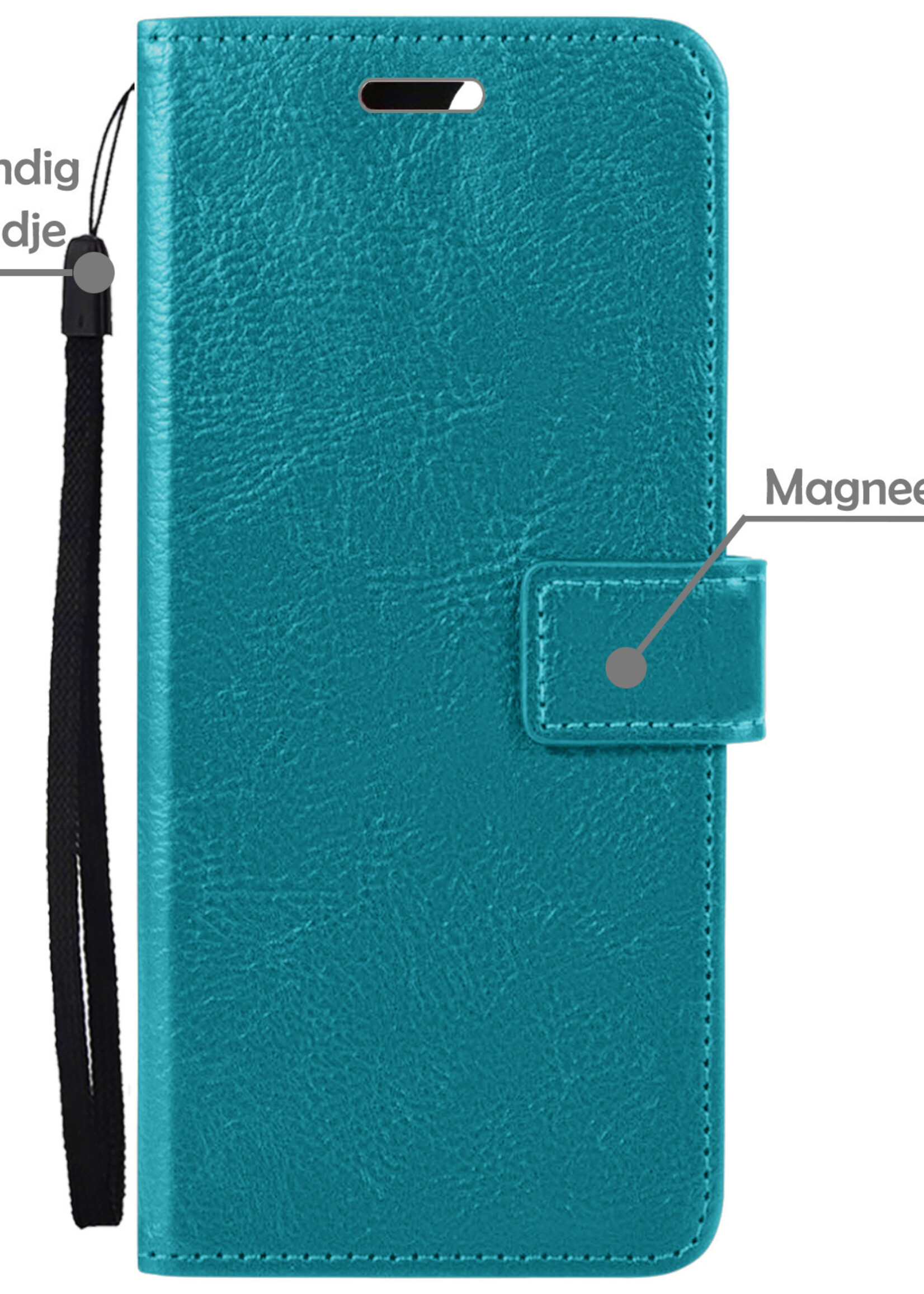 LUQ Hoesje Geschikt voor Samsung A13 5G Hoesje Book Case Hoes Wallet Cover Met Screenprotector - Hoes Geschikt voor Samsung Galaxy A13 5G Hoesje Bookcase Hoes - Turquoise