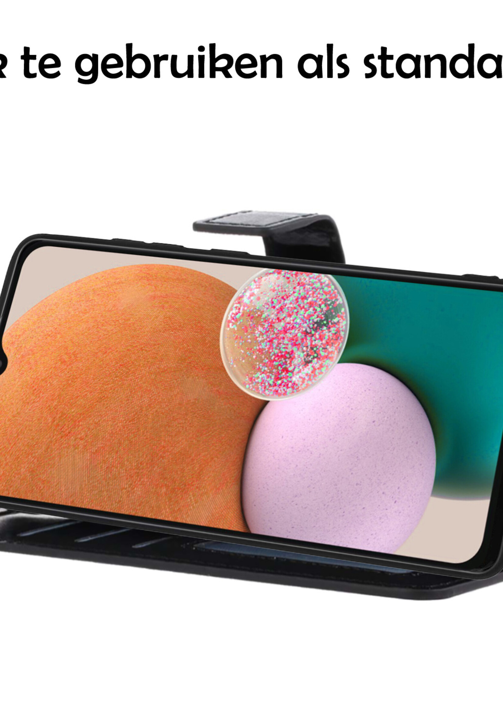 LUQ Hoesje Geschikt voor Samsung A13 5G Hoesje Book Case Hoes Wallet Cover Met Screenprotector - Hoes Geschikt voor Samsung Galaxy A13 5G Hoesje Bookcase Hoes - Zwart