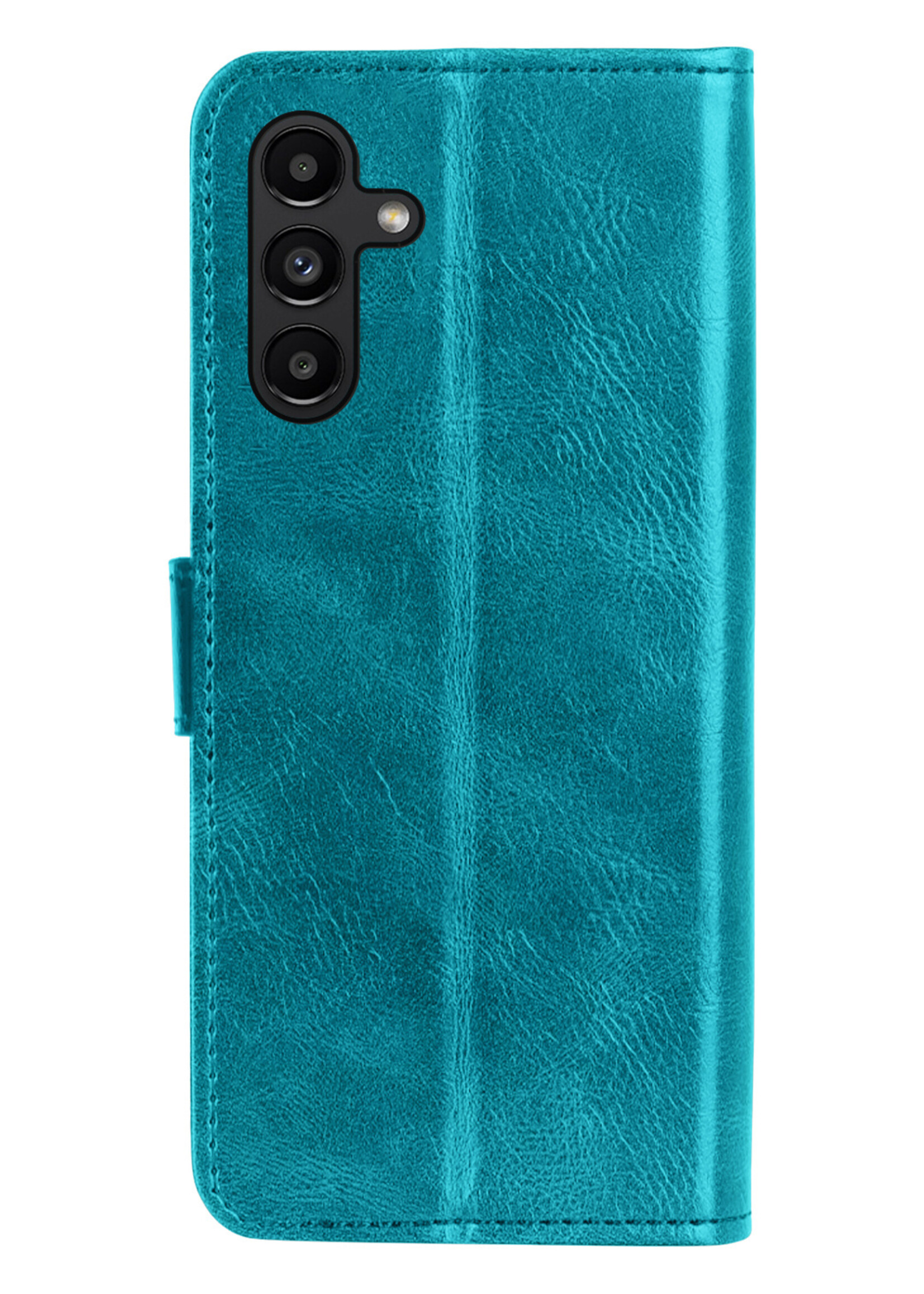 LUQ Hoesje Geschikt voor Samsung A13 5G Hoesje Book Case Hoes Wallet Cover Met 2x Screenprotector - Hoes Geschikt voor Samsung Galaxy A13 5G Hoesje Bookcase Hoes - Turquoise