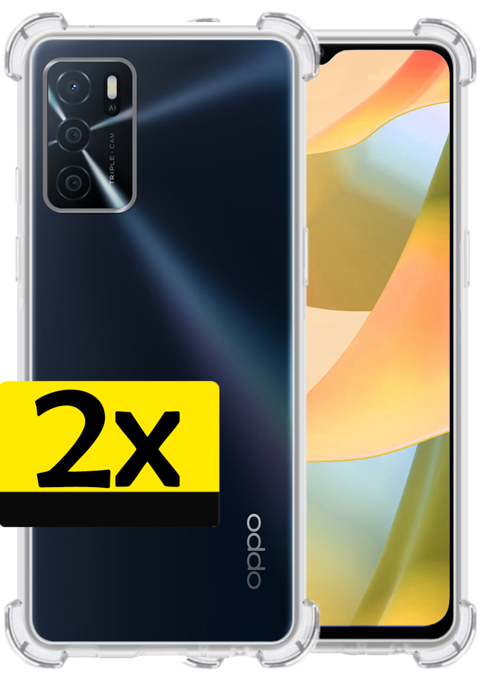 LUQ Hoesje Geschikt voor OPPO A16 Hoesje Shockproof Case Siliconen - Hoes Geschikt voor OPPO A16 Hoes Cover Siliconen - Transparant - 2 Stuks