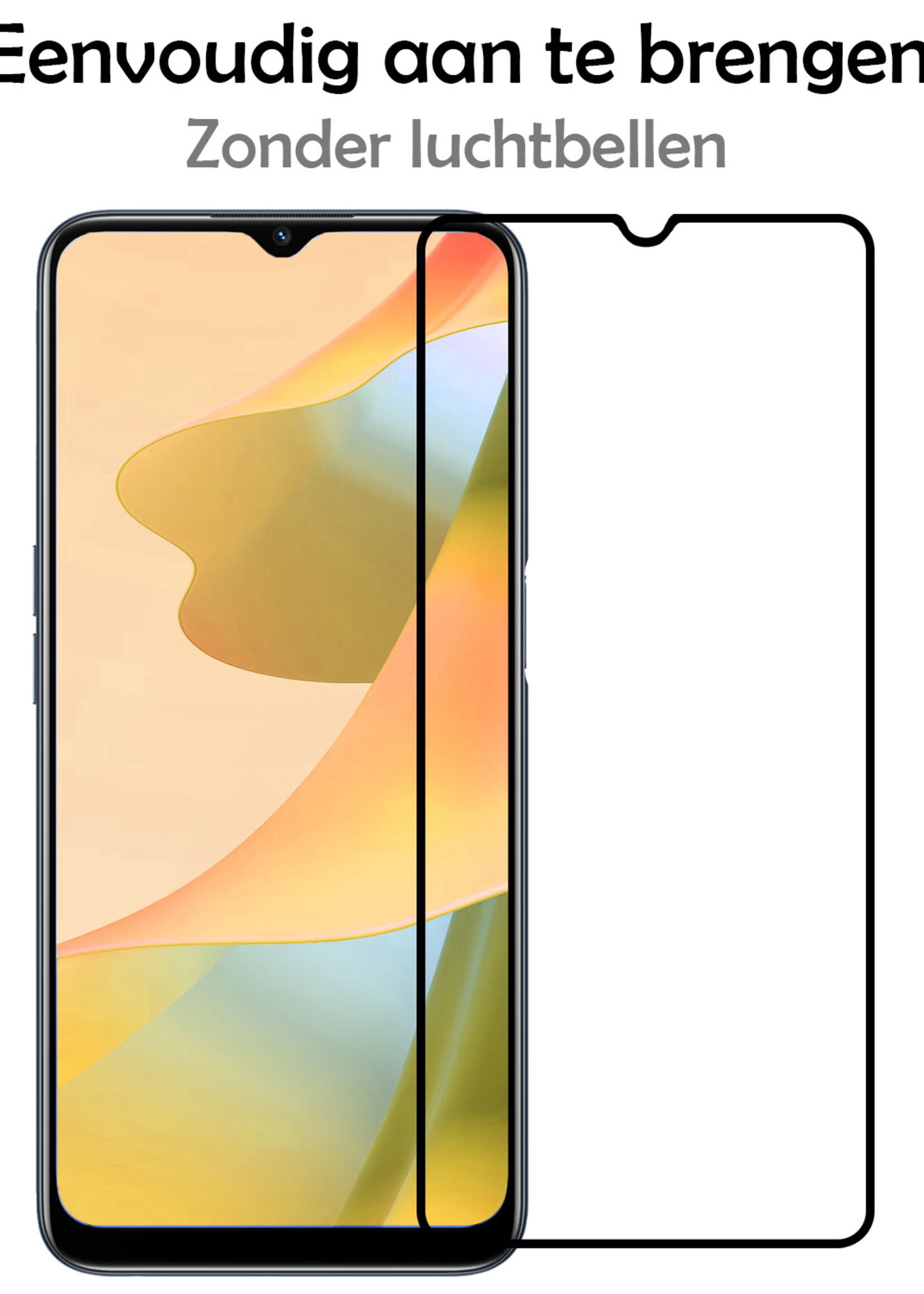 LUQ Screenprotector Geschikt voor OPPO A16 Screenprotector Glas Full Cover - Screenprotector Geschikt voor OPPO A16 Screenprotector Full Cover - 2 Stuks