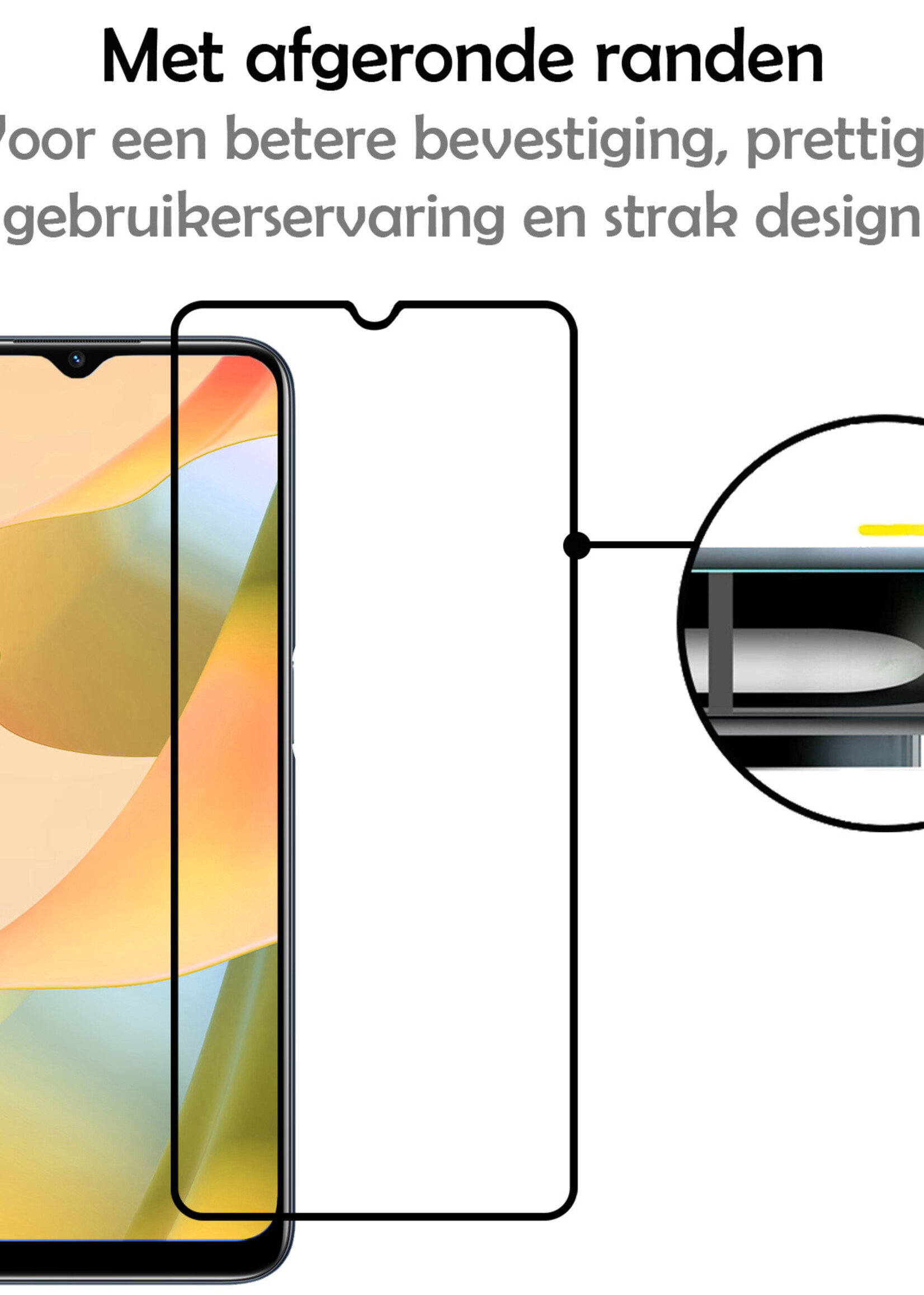 LUQ Screenprotector Geschikt voor OPPO A16 Screenprotector Glas Full Cover - Screenprotector Geschikt voor OPPO A16 Screenprotector Full Cover - 2 Stuks