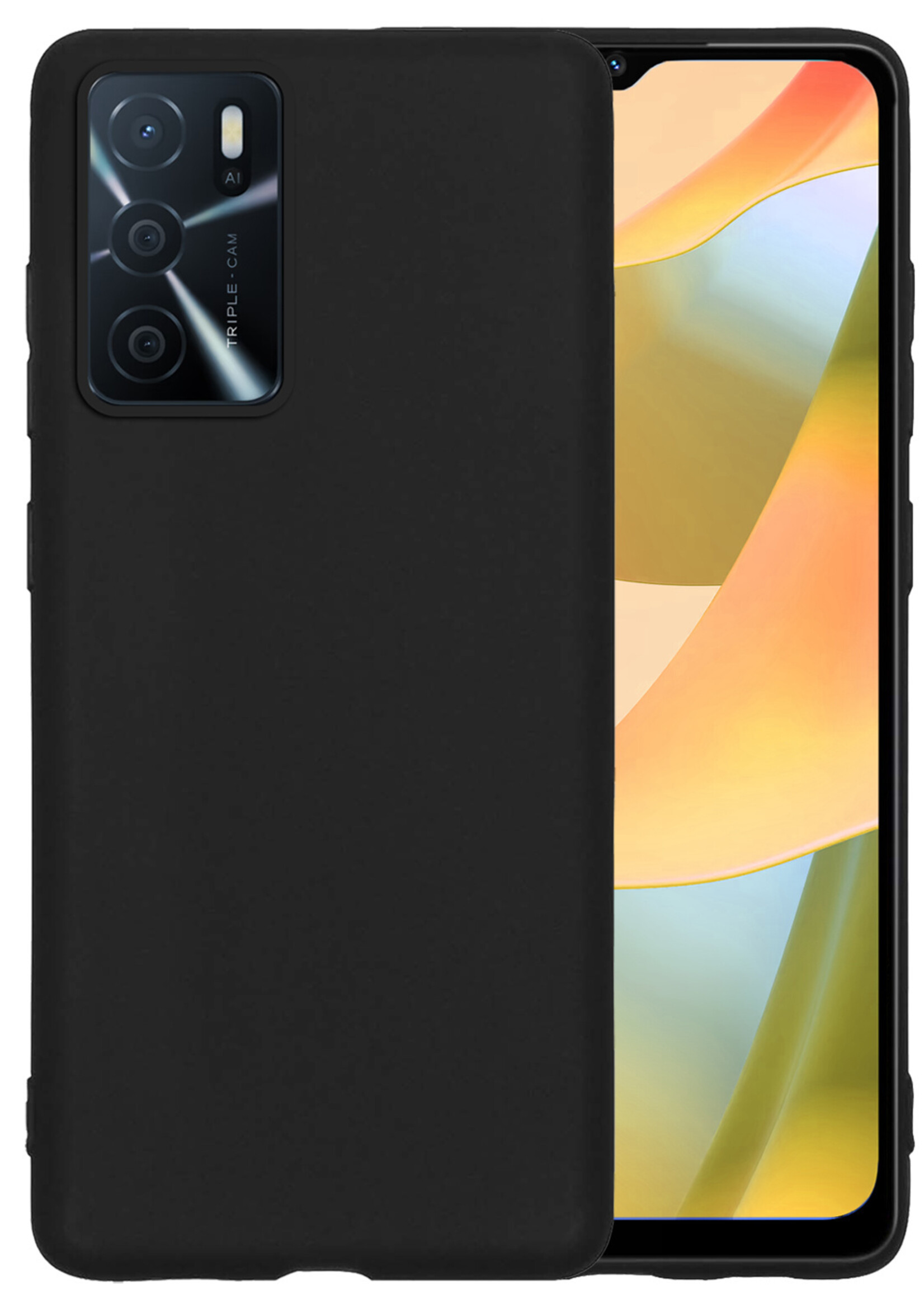 LUQ Hoesje Geschikt voor OPPO A16 Hoesje Siliconen Case - Hoes Geschikt voor OPPO A16 Hoes Siliconen - Zwart