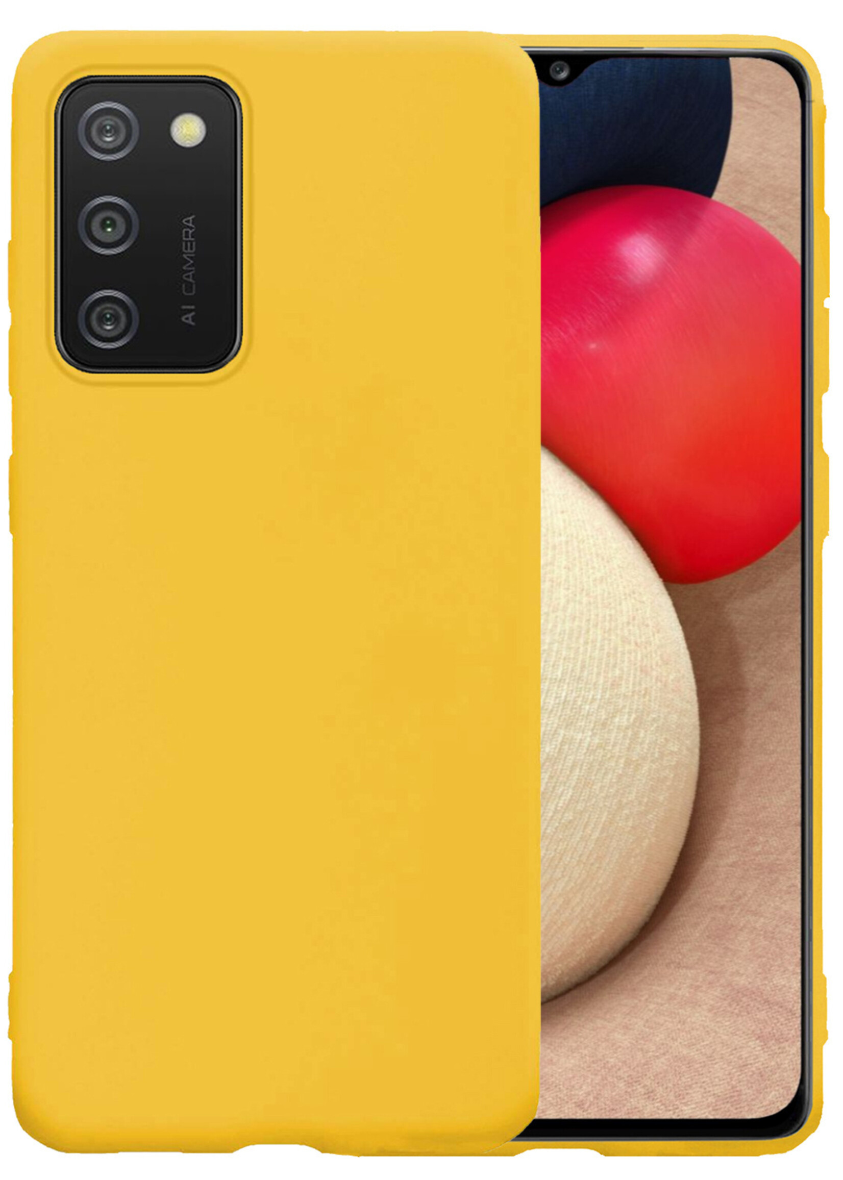 LUQ Hoesje Geschikt voor Samsung A02s Hoesje Siliconen Case - Hoes Geschikt voor Samsung Galaxy A02s Hoes Siliconen - Geel