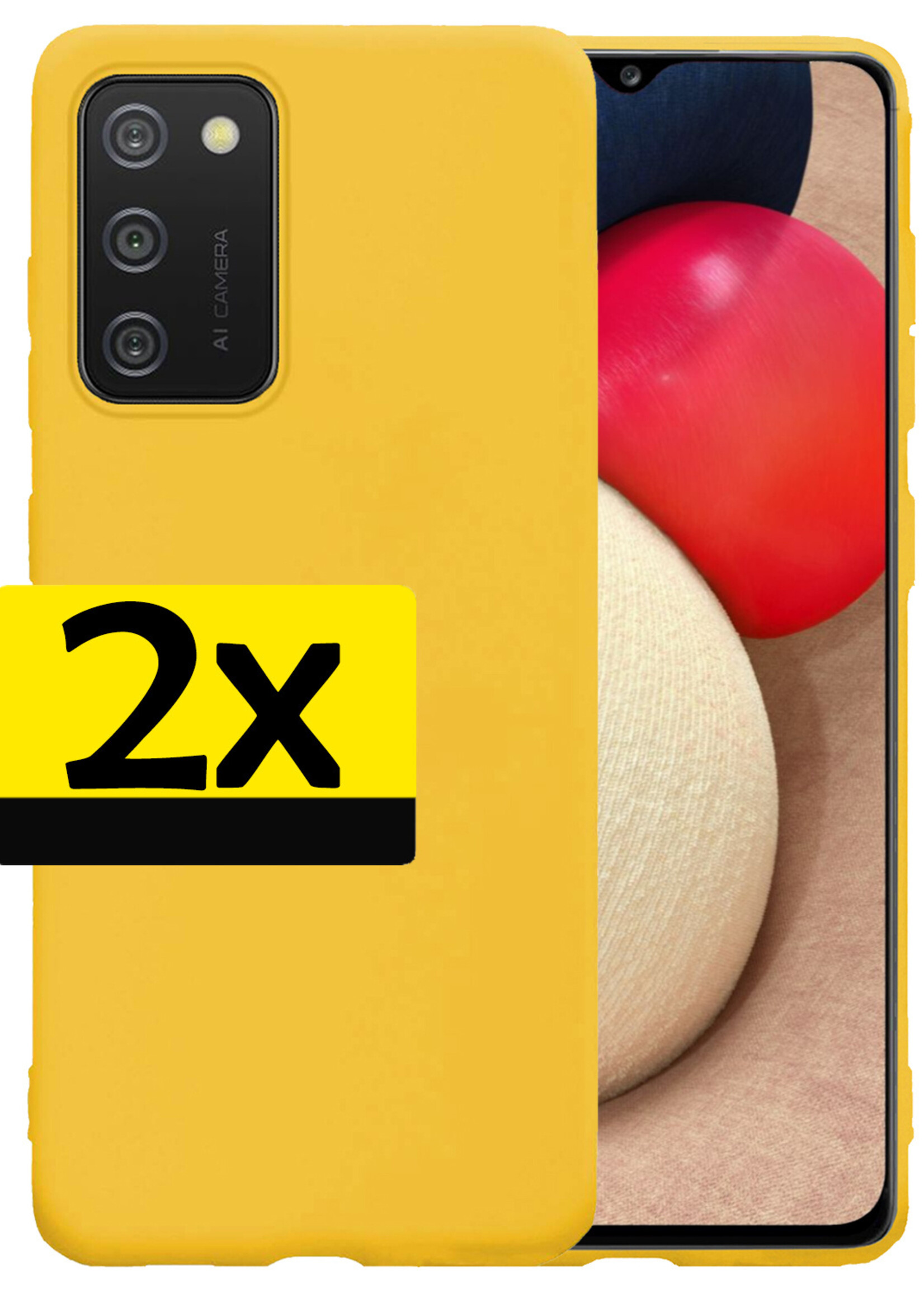 LUQ Hoesje Geschikt voor Samsung A02s Hoesje Siliconen Case - Hoes Geschikt voor Samsung Galaxy A02s Hoes Siliconen - Geel - 2 Stuks