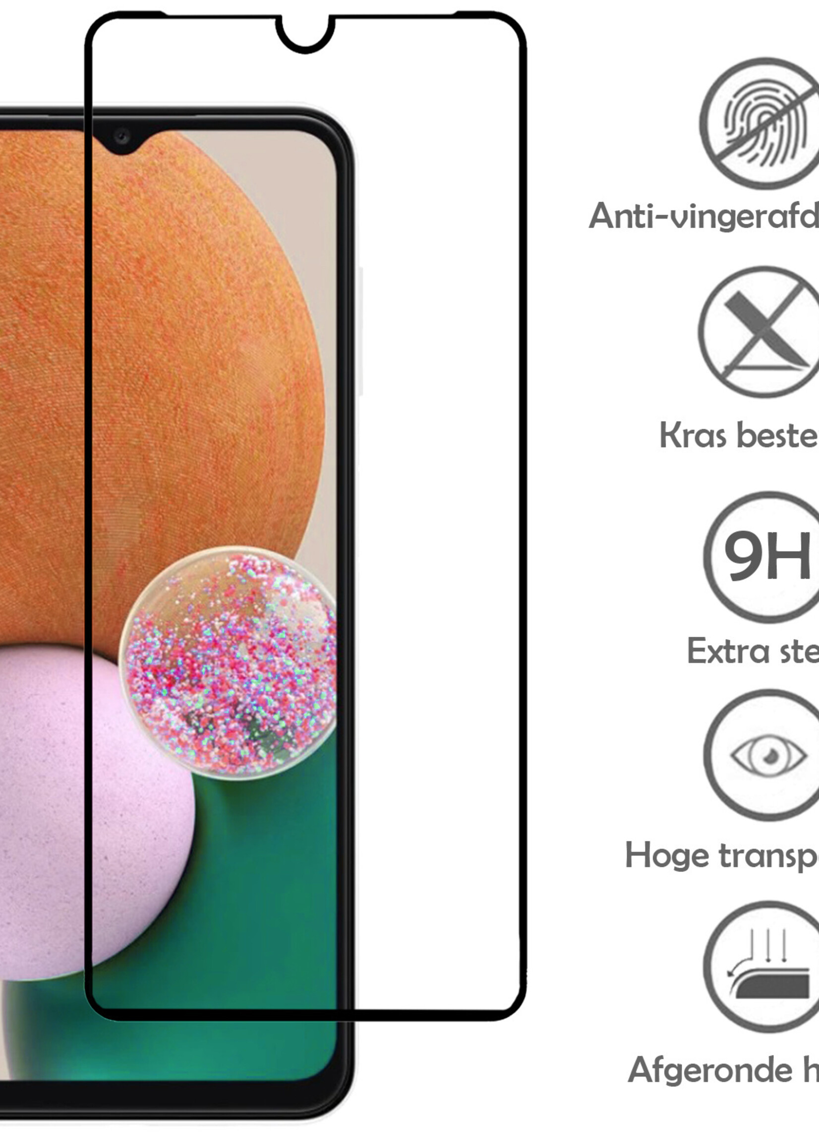 LUQ Screenprotector Geschikt voor Samsung A13 4G Screenprotector Glas Full Cover - Screenprotector Geschikt voor Samsung Galaxy A13 4G Screenprotector Full Cover - 2 Stuks