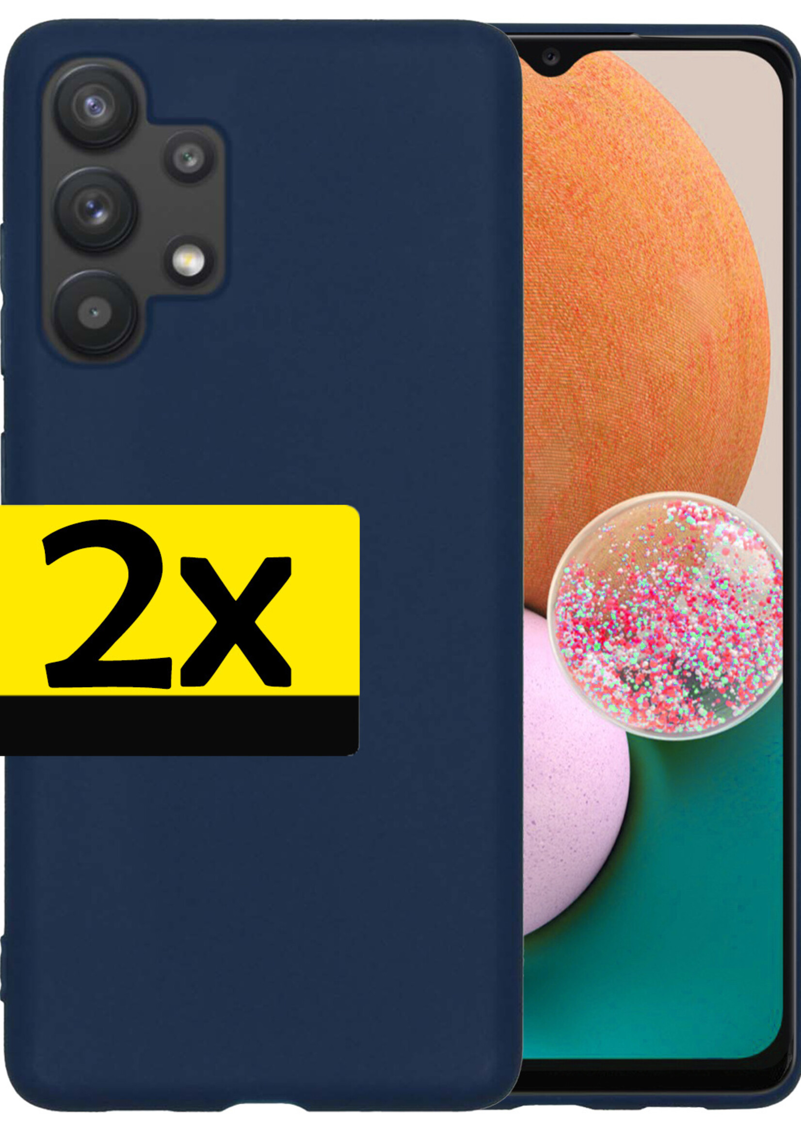 LUQ Hoesje Geschikt voor Samsung A13 4G Hoesje Siliconen Case - Hoes Geschikt voor Samsung Galaxy A13 4G Hoes Siliconen - Donkerblauw - 2 Stuks
