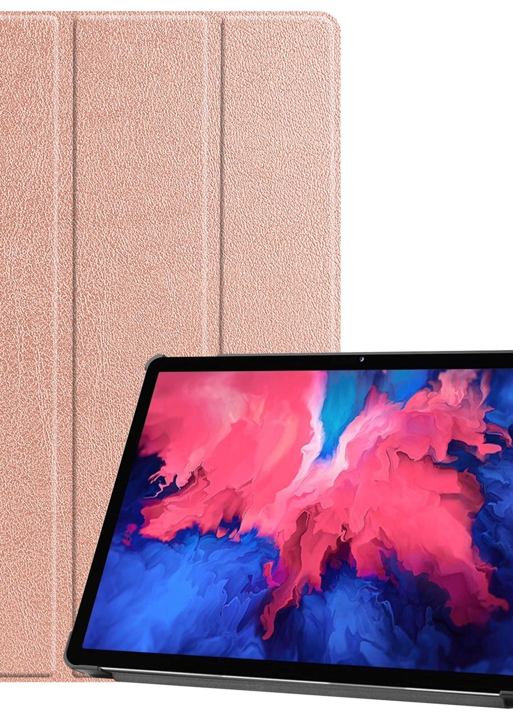 LUQ Hoes Geschikt voor Lenovo Tab P11 Plus Hoes Luxe Hoesje Book Case - Hoesje Geschikt voor Lenovo Tab P11 Plus Hoes Cover - Rosé goud