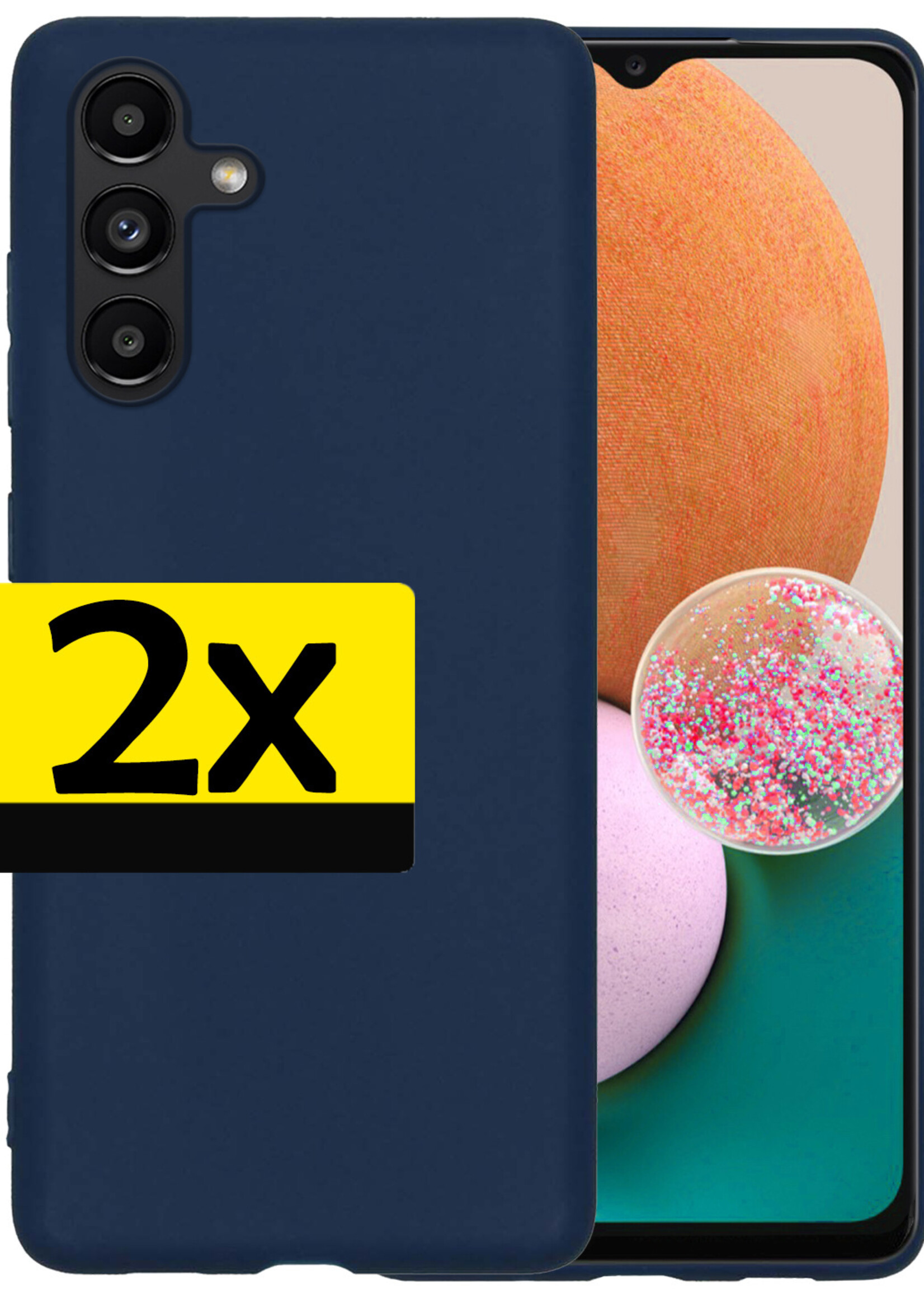 LUQ Hoesje Geschikt voor Samsung A13 5G Hoesje Siliconen Case - Hoes Geschikt voor Samsung Galaxy A13 5G Hoes Siliconen - Donkerblauw - 2 Stuks
