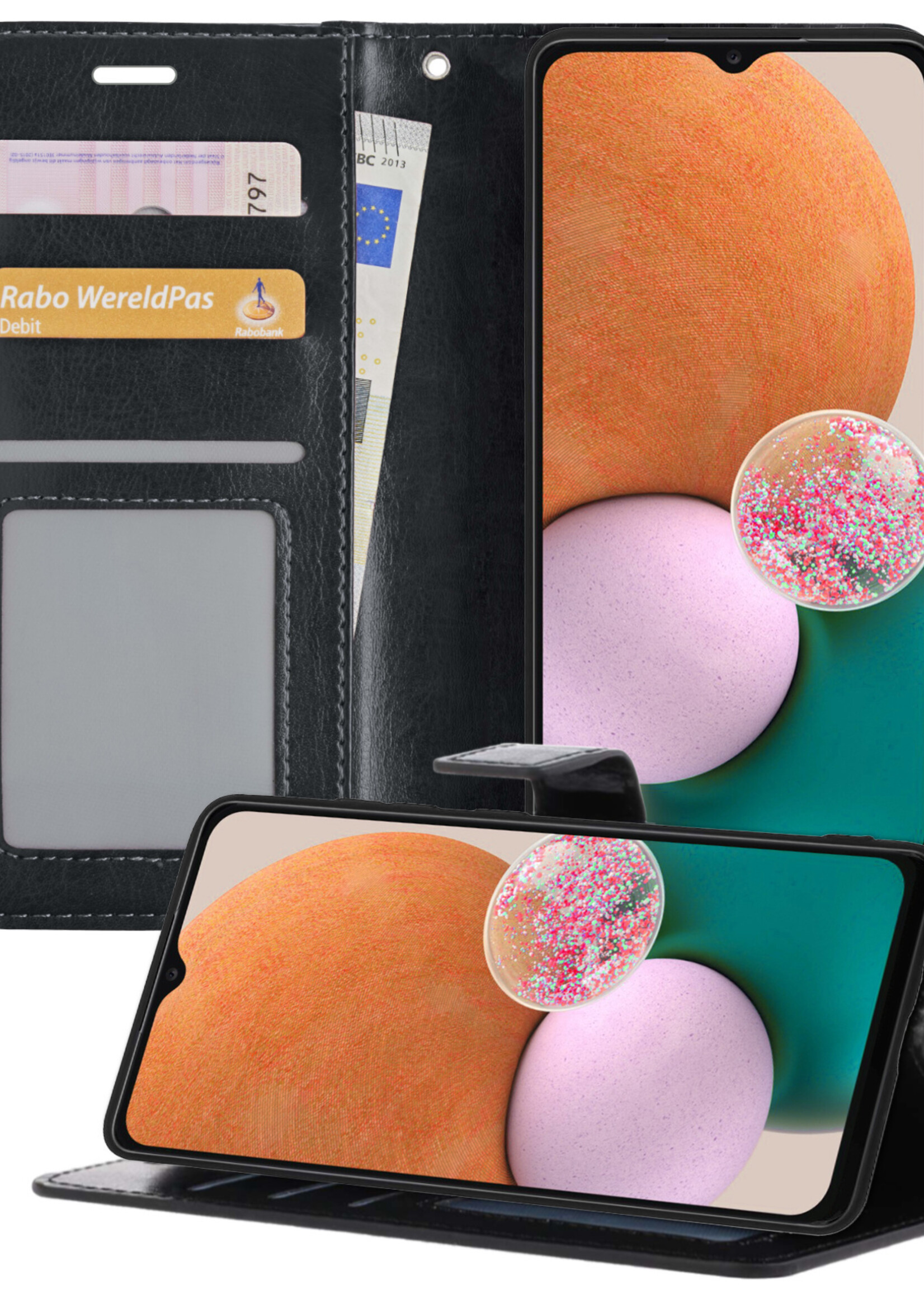 LUQ Hoesje Geschikt voor Samsung A13 5G Hoesje Book Case Hoes Wallet Cover - Hoes Geschikt voor Samsung Galaxy A13 5G Hoesje Bookcase Hoes - Zwart