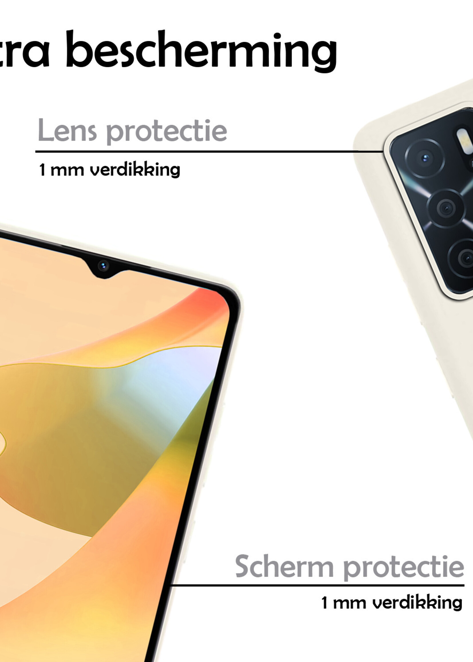 LUQ Hoesje Geschikt voor OPPO A16 Hoesje Siliconen Case - Hoes Geschikt voor OPPO A16 Hoes Siliconen - Wit - 2 Stuks