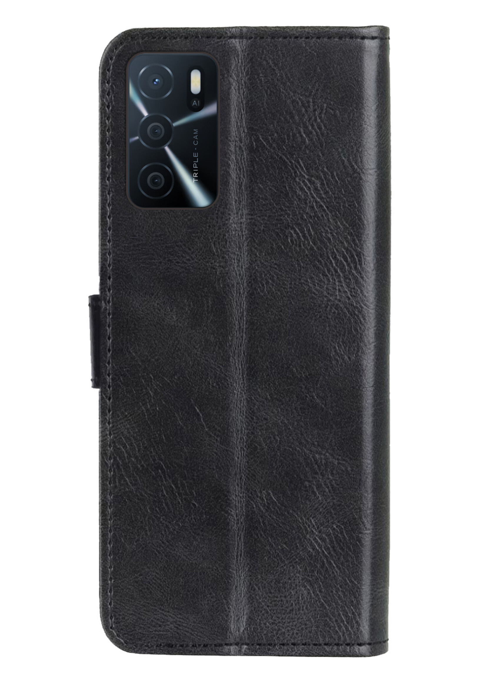 LUQ Hoesje Geschikt voor OPPO A16 Hoesje Book Case Hoes Wallet Cover - Hoes Geschikt voor OPPO A16 Hoesje Bookcase Hoes - Zwart