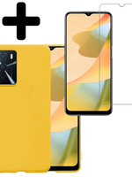 LUQ LUQ OPPO A16 Hoesje Siliconen Met Screenprotector - Geel