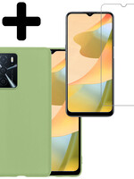 LUQ LUQ OPPO A16 Hoesje Siliconen Met Screenprotector - Groen