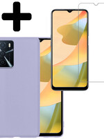 LUQ LUQ OPPO A16 Hoesje Siliconen Met Screenprotector - Lila