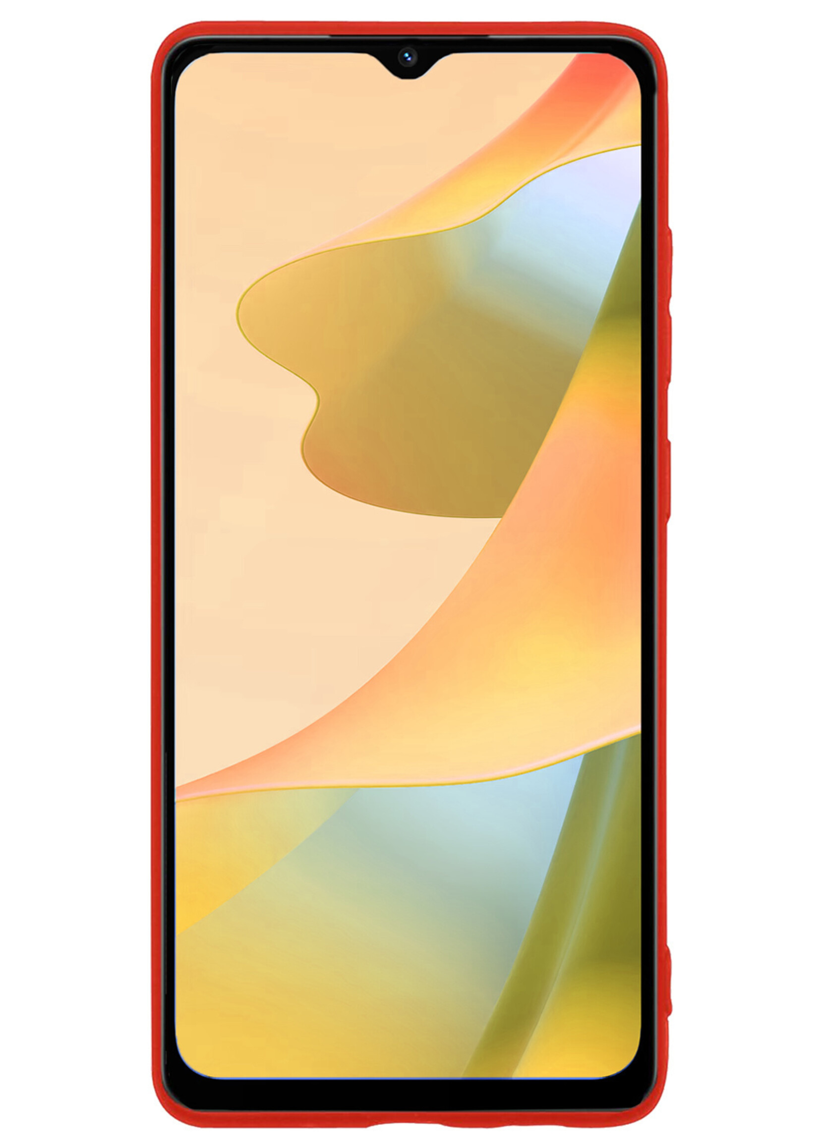 LUQ Hoesje Geschikt voor OPPO A16 Hoesje Siliconen Case Met Screenprotector - Hoes Geschikt voor OPPO A16 Hoes Siliconen - Rood