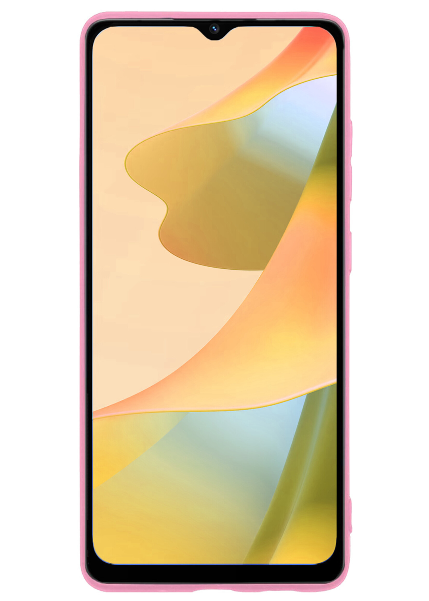 LUQ Hoesje Geschikt voor OPPO A16 Hoesje Siliconen Case Met Screenprotector - Hoes Geschikt voor OPPO A16 Hoes Siliconen - Lichtroze