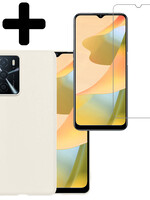 LUQ LUQ OPPO A16 Hoesje Siliconen Met Screenprotector - Wit