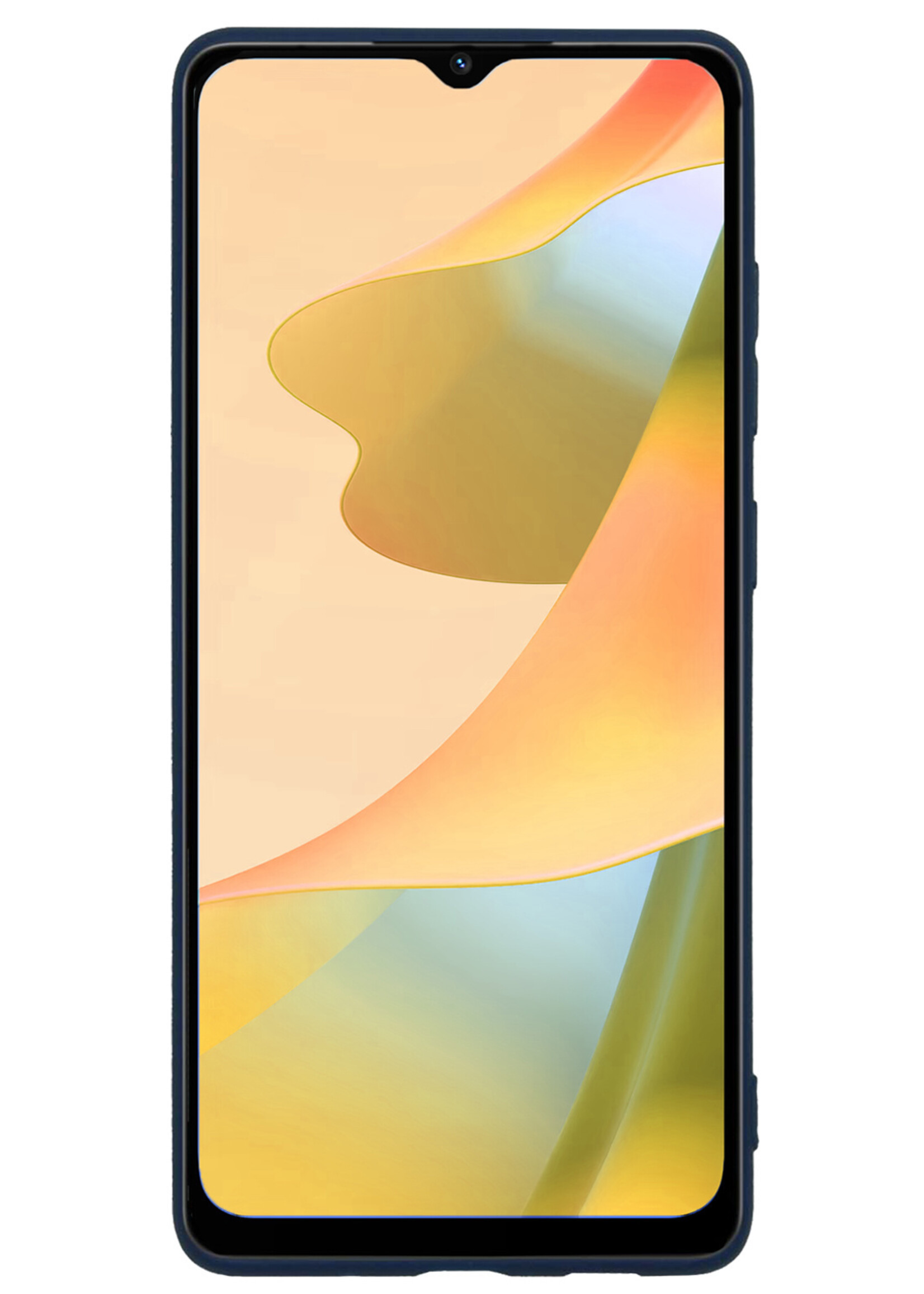 LUQ Hoesje Geschikt voor OPPO A16 Hoesje Siliconen Case Met 2x Screenprotector - Hoes Geschikt voor OPPO A16 Hoes Siliconen - Donkerblauw