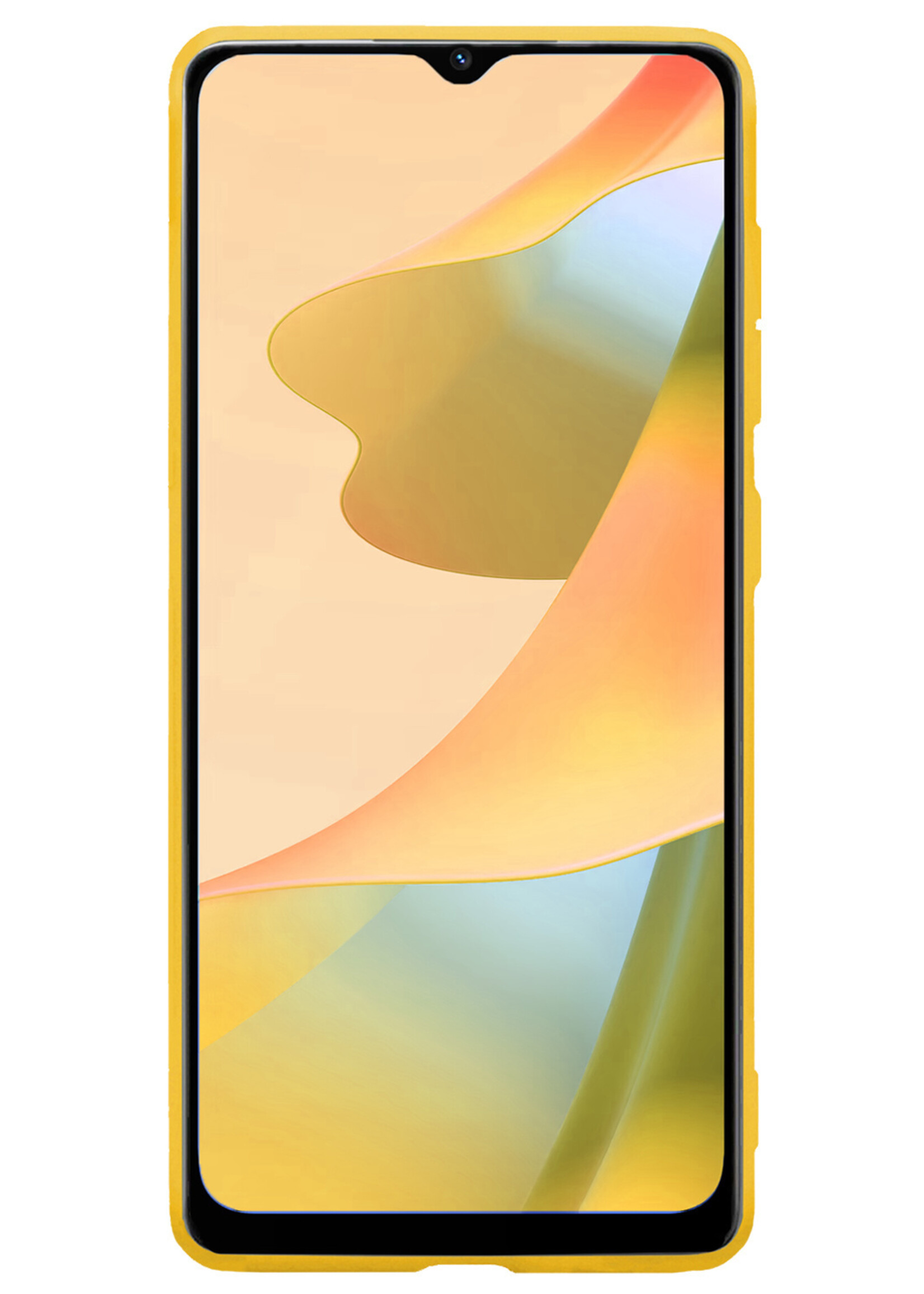 LUQ Hoesje Geschikt voor OPPO A16 Hoesje Siliconen Case Met 2x Screenprotector - Hoes Geschikt voor OPPO A16 Hoes Siliconen - Geel