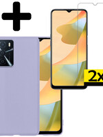 LUQ LUQ OPPO A16 Hoesje Siliconen Met 2x Screenprotector - Lila
