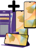 LUQ LUQ OPPO A16 Hoesje Bookcase Paars Met Screenprotector