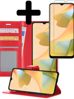 LUQ LUQ OPPO A16 Hoesje Bookcase Rood Met Screenprotector