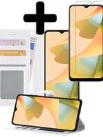 LUQ LUQ OPPO A16 Hoesje Bookcase Wit Met Screenprotector