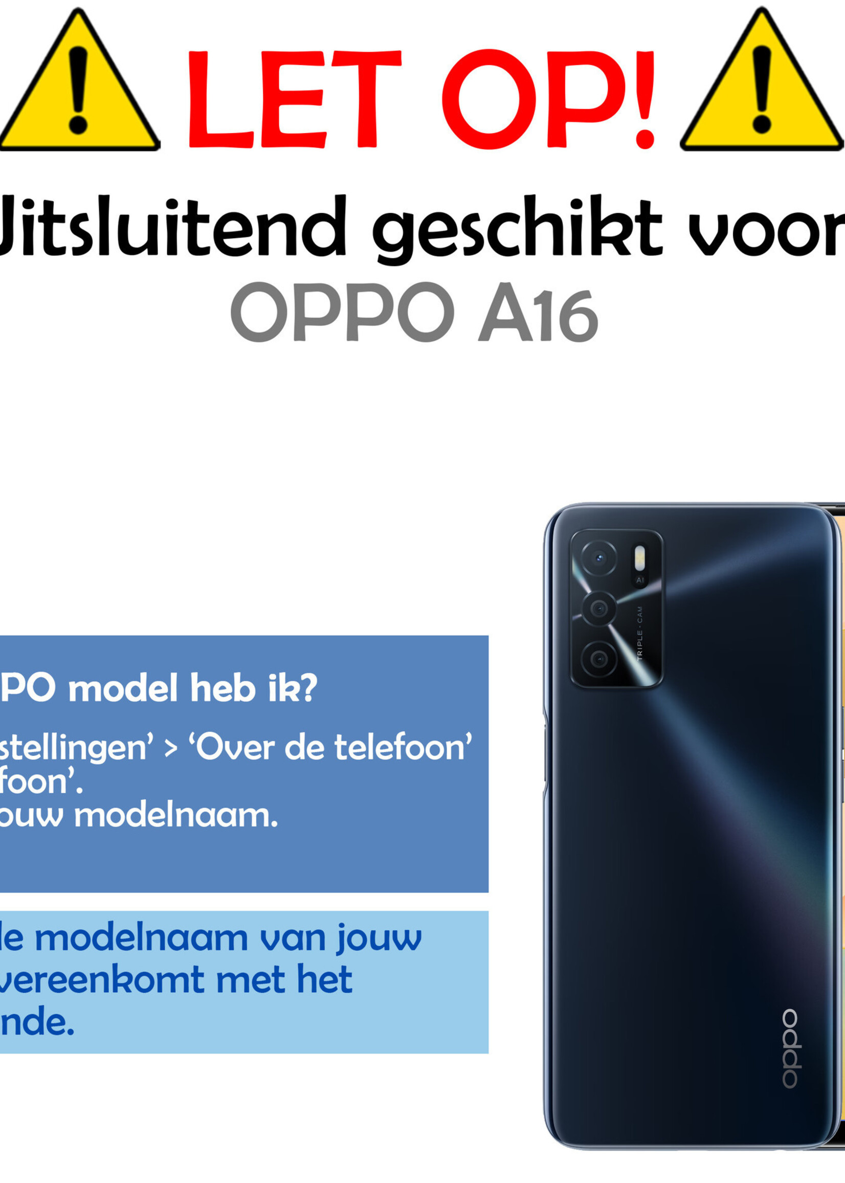 LUQ Hoesje Geschikt voor OPPO A16 Hoesje Book Case Hoes Wallet Cover Met Screenprotector - Hoes Geschikt voor OPPO A16 Hoesje Bookcase Hoes - Wit