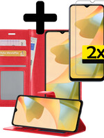 LUQ LUQ OPPO A16 Hoesje Bookcase Rood Met 2x Screenprotector