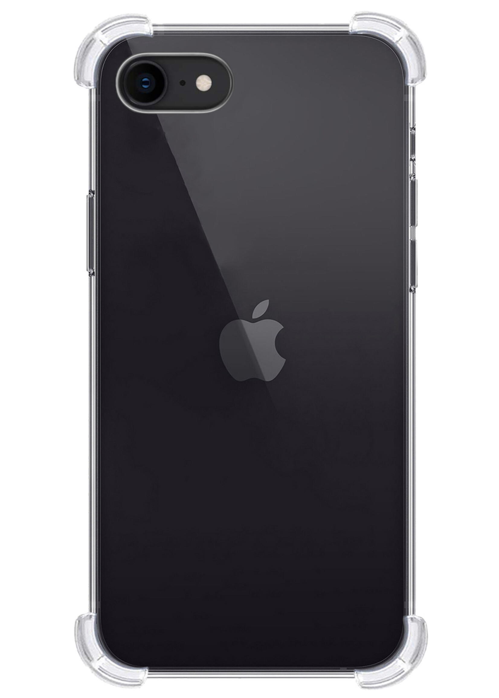 LUQ Hoesje Geschikt voor iPhone SE 2022 Hoesje Shockproof Case Siliconen Met 2x Screenprotector - Hoes Geschikt voor iPhone SE (2022) Hoes Cover Siliconen - Transparant