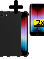 LUQ LUQ iPhone SE 2022 Hoesje Shockproof Met 2x Screenprotector - Zwart