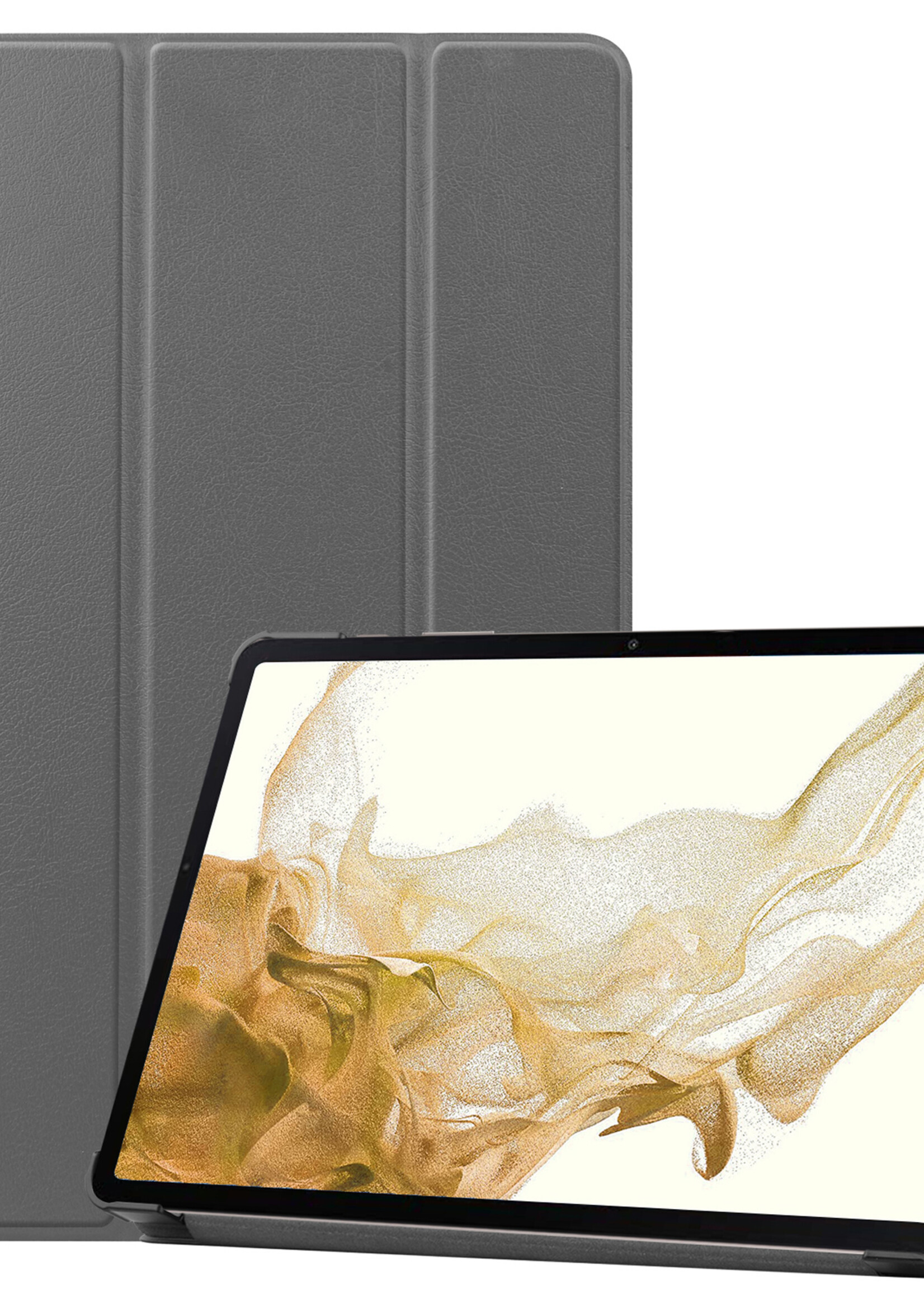 LUQ Hoes Geschikt voor Samsung Galaxy Tab S8 Hoes Luxe Hoesje Book Case - Hoesje Geschikt voor Samsung Tab S8 Hoes Cover - Grijs