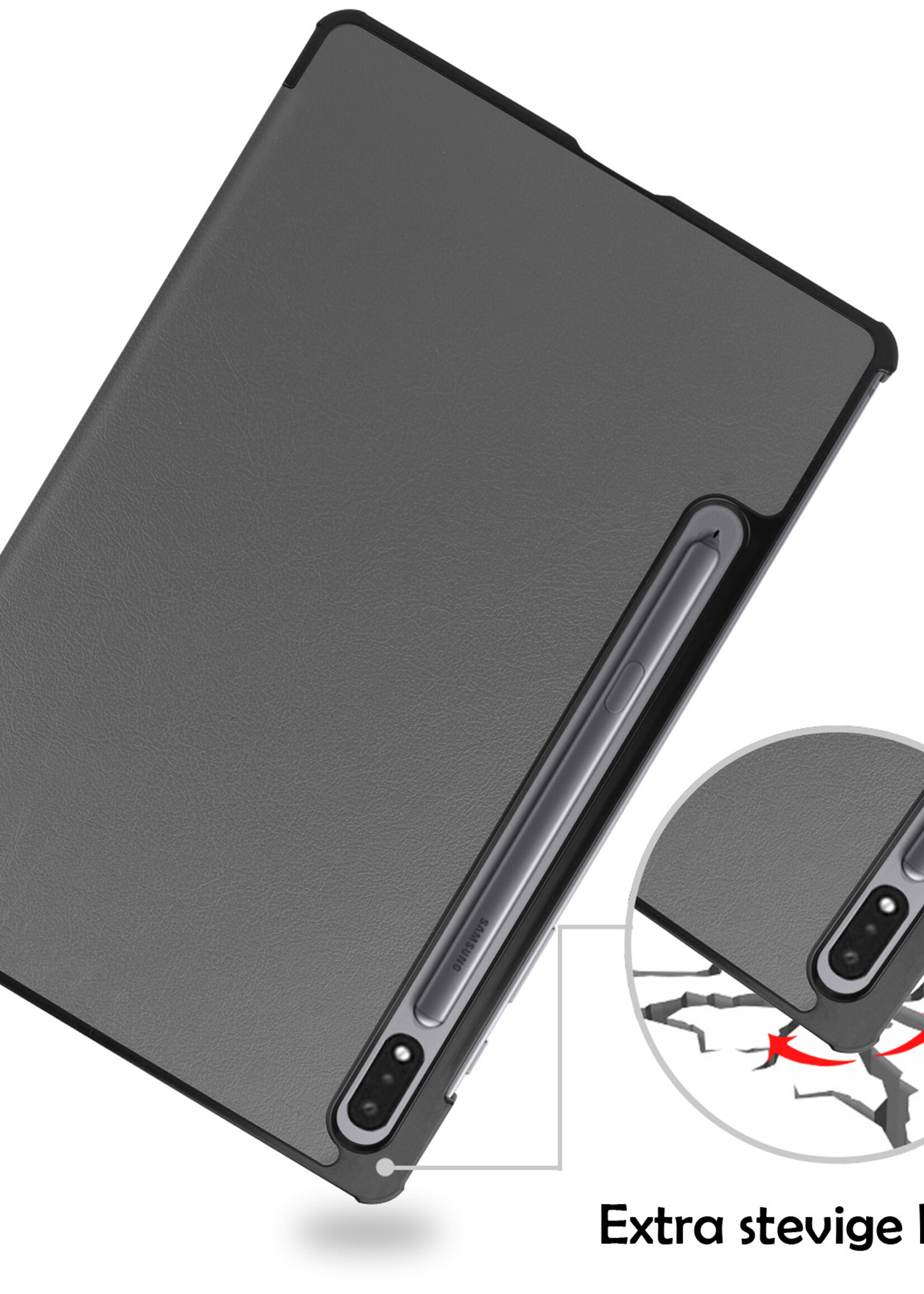LUQ Hoes Geschikt voor Samsung Galaxy Tab S8 Hoes Luxe Hoesje Book Case - Hoesje Geschikt voor Samsung Tab S8 Hoes Cover - Grijs