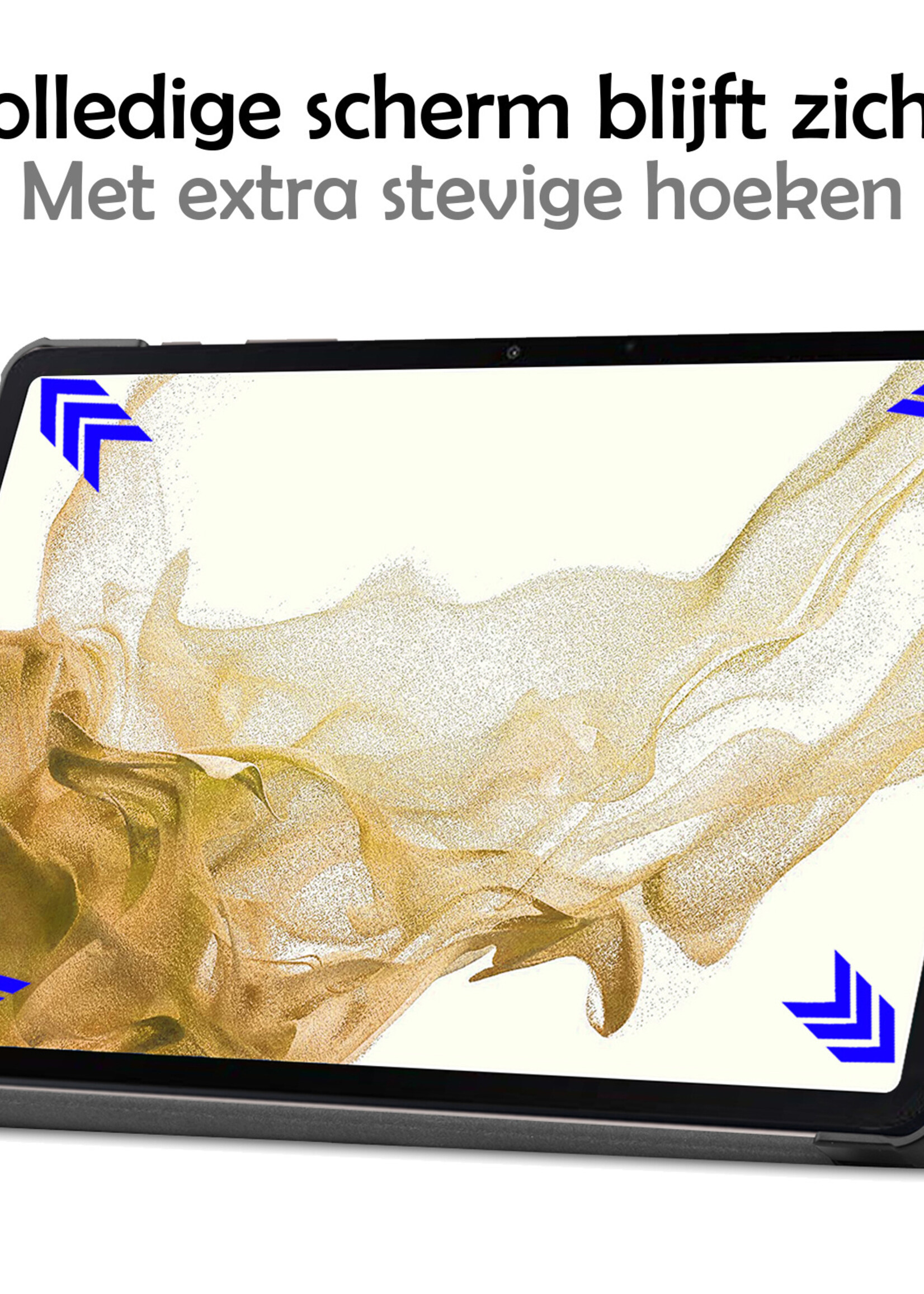 LUQ Hoes Geschikt voor Samsung Galaxy Tab S8 Hoes Luxe Hoesje Book Case - Hoesje Geschikt voor Samsung Tab S8 Hoes Cover - Zwart