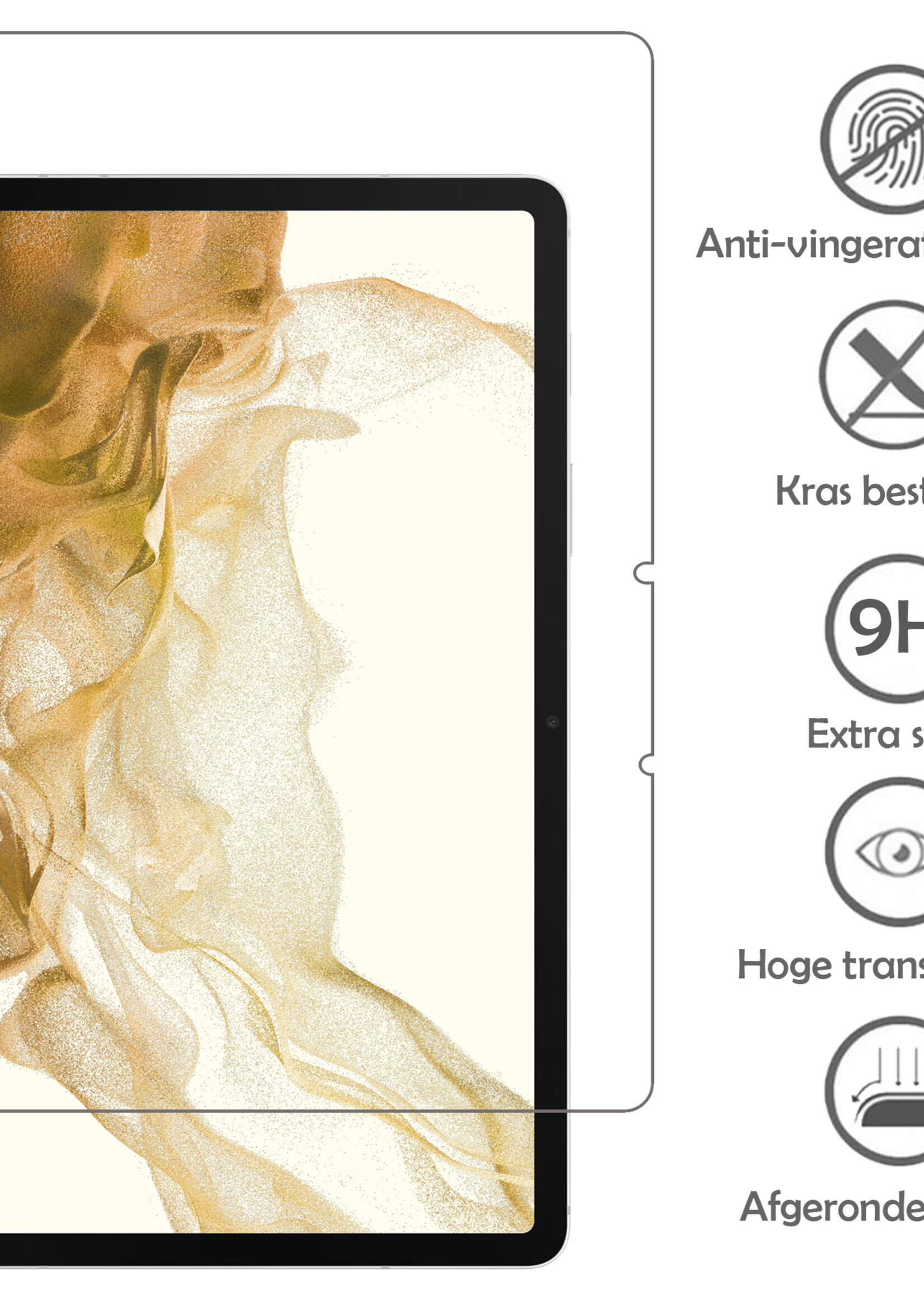 Hoes Geschikt voor Samsung Galaxy Tab S8 Hoes Luxe Hoesje Book Case Met Screenprotector - Hoesje Geschikt voor Samsung Tab S8 Hoes Cover - Bloesem